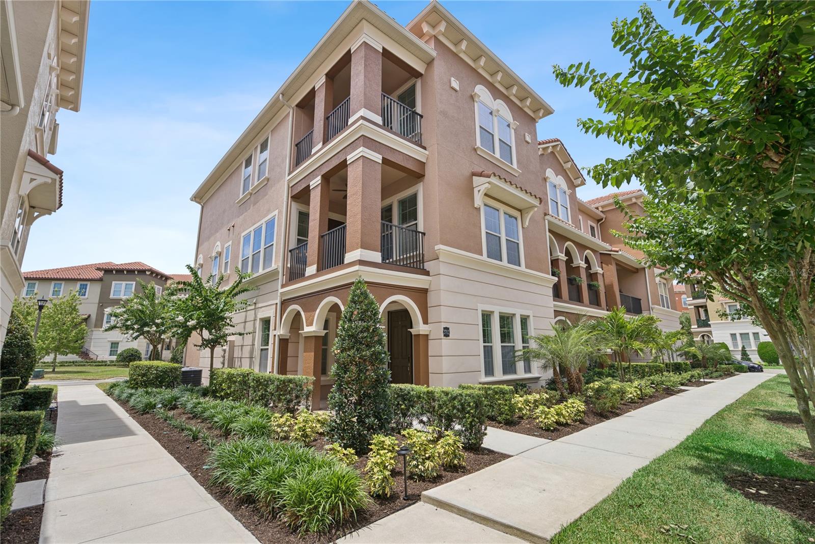 Welcome home to this special property, in the Fountain Parke townhomes of Lake Mary. This gorgeous 4 bedroom, 3 1/2 bathroom END UNIT with its own full sized DRIVEWAY, has been completely renovated, with upgrades everywhere you look. LVP flooring and fresh paint throughout, give a calm and cohesive look. A brand NEW 2026 HVAC SYSTEM will keep this home cool for years to come, and provide ease of ownership. The ground floor has one bedroom, and a full sized bathroom, with gorgeous new walk in shower tile. Closets are ample, with lots of room for storage. Take the stairway to the second floor, with a fully renovated kitchen, complete with new cabinets, quartz countertops, and beautiful backsplash tile. The open concept kitchen, dining room, living room, and balcony are perfect for entertaining. The primary suite is also on the second floor, with lots of windows, a large walk in closet with functional built in system, and a stunning primary ensuite bathroom. The third floor has a large open loft space, perfect for an office or teenage hangout. It too, has a large balcony, with rooftop views. There are two good sized bedrooms, and a large bathroom up here, as well. The final surprise is an oversized, climate controlled, bonus room. The seller has added an amazing virtual golf set up, but it could also be turned into a theater room, a game room, or simply used for overflow storage. All of this, in the luxury townhouse community of Fountain Parke. The community boasts a MANNED GUARD GATE, club house, resort style pool and spa, fitness center, tennis/pickleball court, fenced in dog park, and more! The neighborhood is located in the heart of Lake Mary, with easy access to shops, dining, and entertainment, as well as I4, the 4-17 Central Florida Greeneway, and the Seminole Bike Trail. Book your showing today!