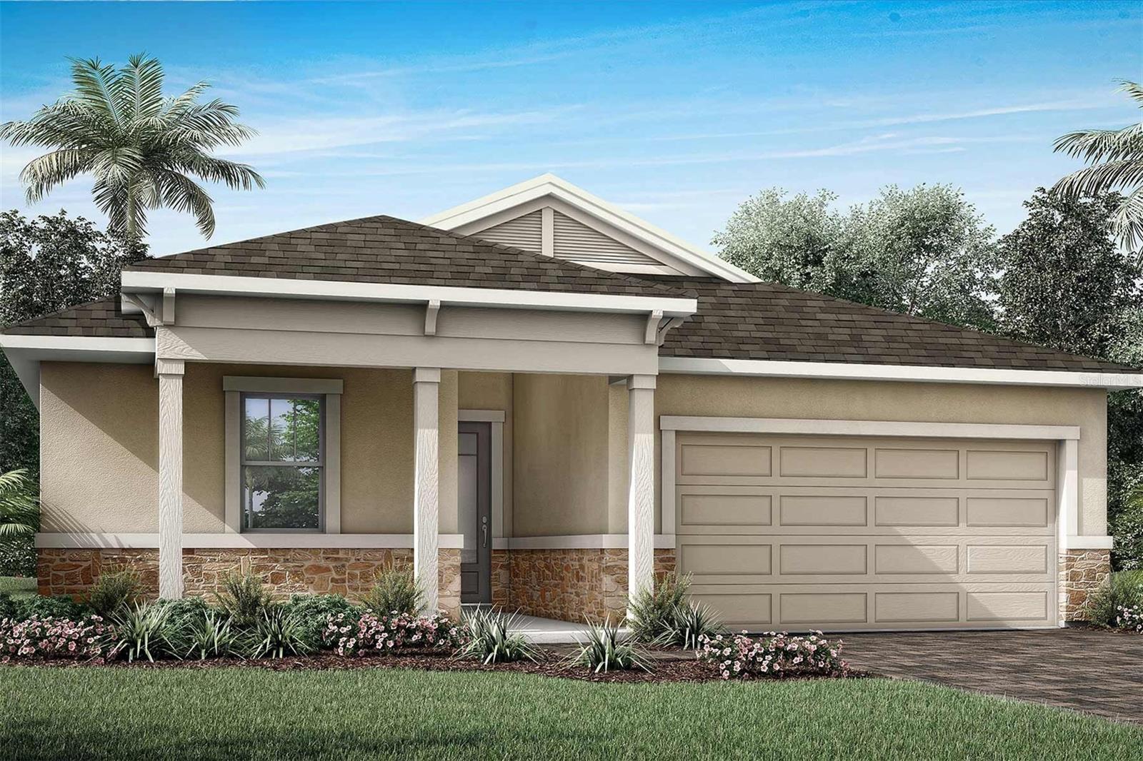 Pre-Construction. To be built. The Glades is a well-designed single-story home offering just over 2,000 square feet of comfortable, open-concept living space. Featuring 3 bedrooms, 2 bathrooms, a versatile flex room, and a 2-car garage, this home is ideal for families and anyone who values both function and flexibility.
At the heart of the Glades is a spacious kitchen that spans two walls, offering plenty of room for appliances, storage, and meal prep. A central island with a breakfast bar makes quick meals or casual gatherings easy and enjoyable. The kitchen flows effortlessly into the dining area and great room, creating one large open space that's perfect for entertaining. The dining space comfortably accommodates a table for up to eight, while the great room offers ample seating and features glass sliders that open to a covered lanai—perfect for indoor-outdoor living.
The owner's suite is tucked at the rear of the home for added privacy. This peaceful retreat includes a walk-in closet, raised dual sink vanity, glass-enclosed shower with a high-level window for natural light, and a linen closet for additional storage. Bedrooms 2 and 3 are located at the front of the home, just off the foyer, and share a full hallway bath—ideal for everyday living, guests, or home office needs.
The flex room, located off a separate hallway alongside the laundry room, adds an extra layer of privacy and versatility. Whether used as a home office, hobby room, or quiet retreat, this space easily adapts to your lifestyle.
The Glades is situated in the highly desirable master-planned community of Pasadena Ridge in Dade City. Residents will enjoy access to future resort-style amenities, including a pool with splash pad, covered cabana, pickleball courts, a tot lot, paw park, and clubhouse with fitness center -making this home a perfect blend of comfort, community, and convenience. Photos, renderings and plans are for illustrative purposes only and should never be relied upon and may vary from the actual home. Pricing, dimensions and features can change at any time without notice or obligation. The photos are from a furnished model home and not the home offered for sale.