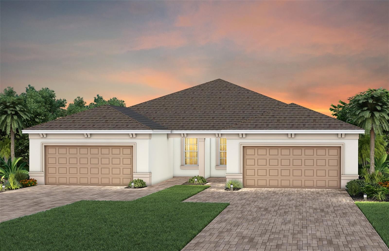 Under Construction. The stunning Colton Villa blends luxury and convenience, featuring 2 bedrooms and 2 bathrooms in a thoughtfully designed layout that maximizes both comfort and style. The open-concept kitchen, café, and gathering room are filled with natural light, creating an inviting and spacious atmosphere. The sliding glass door opens to a covered lanai, seamlessly extending the living space and creating a perfect flow between indoor and outdoor areas. The kitchen is a true centerpiece, designed for both elegance and functionality. It features stainless steel Whirlpool appliances – including the refrigerator, 42” soft-close cabinetry, quartz countertops, an upgraded faucet, and a stainless-steel single-bowl sink. Whether you're preparing a gourmet meal or entertaining guests, this kitchen has everything you need. Tucked at the rear of the home for maximum privacy, the owner’s suite offers a luxurious retreat. The spa-like en suite bathroom features a frameless glass-enclosed shower with a built-in bench, an enclosed toilet, a quartz-topped dual vanity, and a linen closet—creating the perfect environment for relaxation. The secluded secondary bedroom and bathroom provide an additional layer of privacy, offering a tranquil space when you need it most. Designer-curated finishes elevate every corner of this home, including pendant light pre-wiring, matte black lighting and hardware, and 2” faux wood blinds. Luxury touches like 8’ interior doors, comfort-height toilets, Whirlpool washer and dryer, Sherwin Williams City Loft interior wall paint, and wood-look luxury vinyl plank enhance the home's style and comfort. Tile flooring graces the bathrooms and laundry room, enhancing the overall aesthetic. For those who appreciate modern technology, this home comes equipped with a smart thermostat, video doorbell, and LED downlights, ensuring your home is as connected as it is beautiful. This home offers the perfect combination of luxury, convenience, and modern design—an ideal place to live and relax.