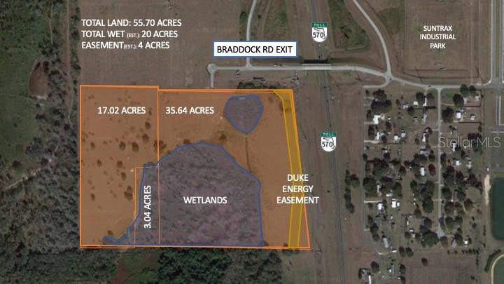 This land is located at the new upcoming Braddock Road Exit of the Polk Parkway.  The same exit that is being built for FDT SunTrax Autonomous Vehicle site.  The site has great visibility off of the Polk Parkway and with the new exit ramp will be easy access to anywhere in Central Florida.