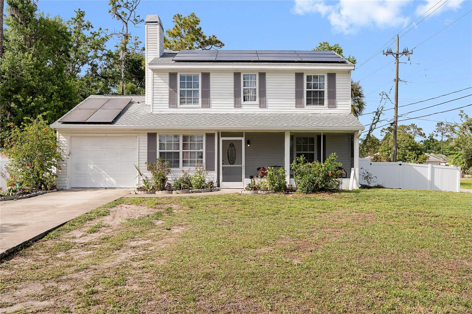 Welcome to this spacious two-story, 4-bedroom, 2-bath home located in the desirable Lake Sarasota neighborhood—just minutes from I-75 with no HOA restrictions! Start your day on the charming screened-in front porch, the perfect spot for morning coffee or unwinding while enjoying a beautiful Florida sunset. Step inside to a bright and inviting living room and dining room combination, filled with natural light and ideal for both everyday living and entertaining. The kitchen has been recently updated with granite countertops and offers ample cabinet space, making it both stylish and functional for any home chef. Conveniently located on the main level, the primary bedroom features a walk-in closet and ensuite bathroom. Upstairs, you’ll find three additional bedrooms, including an oversized 16’ x 10’ room that offers endless possibilities—whether you envision a guest suite, home office, gym, or a space large enough to accommodate two queen beds. Step outside to a fully fenced backyard with plenty of room to add a pool and create your own private oasis. A storage shed adds extra convenience for tools and outdoor equipment. Enjoy peace of mind with recent updates including a new roof (2025) and a newer water heater. The home is located in an X flood zone, offers wind-resistant windows, and includes solar panels to help keep electric costs low. Conveniently situated near parks, schools, shopping, and recreational activities, this home offers the perfect blend of comfort, flexibility, and Florida living.