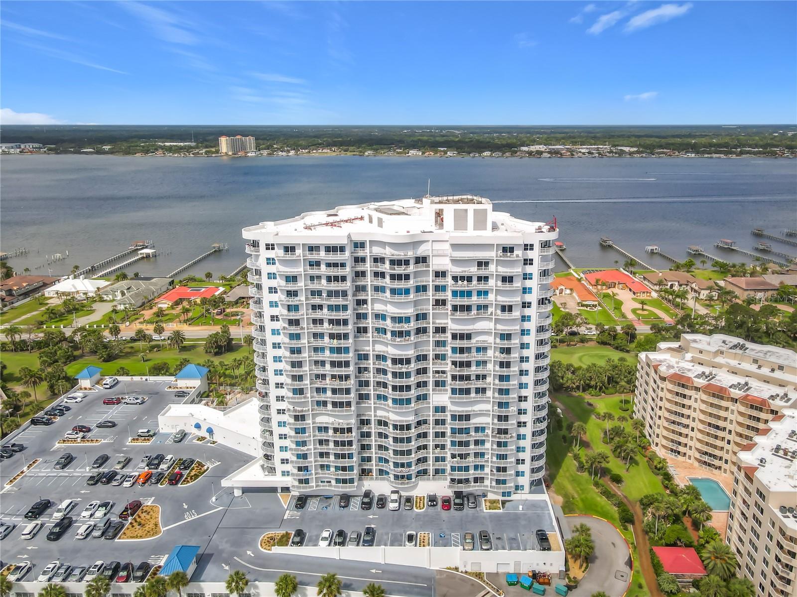 Welcome to your exclusive oasis at 2 Oceans West Blvd #300 in beautiful Daytona Beach Shores! This magnificent 3-bedroom, 3-bath condominium offers both ocean and river views, an impressive 2,480 square feet of living space, and a wealth of luxurious features and amenities that will exceed your expectations. Experience the best of both worlds with views of the Atlantic Ocean and the scenic Halifax River. Witness stunning sunrises and sunsets from the comfort of your own private residence. With its contemporary design, this condominium offers a spacious open floor plan ideal for both entertaining and relaxation. The expansive living area is filled with natural light, creating an inviting atmosphere throughout. Step onto the sleek and sustainable bamboo floors that add elegance and sophistication. Admire the meticulous attention to detail with crown molding that adds an extra touch of refinement. The gourmet kitchen is equipped with high-end cabinetry, stainless steel appliances, and ample countertop space for effortless culinary creations. Enjoy preparing meals while gazing out at the stunning views beyond. The luxurious master suite is a true haven, complete with spacious bedroom, a private balcony with river views, and a lavish en-suite bathroom featuring a spa-like soaking tub, separate shower, and dual vanities. Indulge in the resort-style amenities offered in this wonderful building. Enjoy the state-of-the-art fitness center to maintain an active lifestyle, relax in the spa and sauna after a long day, and take advantage of the convenience of underground parking. Situated in the sought-after Daytona Beach Shores, you'll have easy access to pristine beaches, coastal dining experiences, shopping districts, and a vibrant waterfront community. With its stunning views, exceptional amenities, and luxurious finishes, this condominium offers a truly unparalleled lifestyle that will make every day feel like a vacation. Information in the MLS is intended to be accurate but cannot be guaranteed. Call for your private showing today!