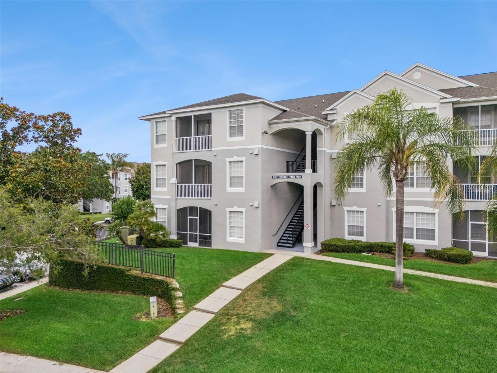 FIRST floor and fully furnished 2 bed 2 bath condo located in the 24-hour guard-gated and resort style community of Windsor Palms! Conveniently located just steps away from the Beautiful Clubhouse with Olympic size Pool & Hot Tub, Splash Pad, Oasis Tiki Bar, Sand Volleyball court, Tennis/Pickleball courts, Basketball court, Movie Theater, Fitness Center, Internet Café, Arcade Game room, Sundry Shop and many more entertainment options for both residents and guests. Great investment opportunity and perfect for those looking for a warm winter retreat in sunny Florida. Income producing SHORT term, it can be also used for long term rental or full residency. Condo is well equipped and well accompanied with all appliances and furniture. Walk-In closets in both bedrooms! Newer Luxury Vinyl flooring throughout. ALL NEW WINDOWS INSTALLED IN MAY 2025! Screened-in balcony with peaceful view! HOA includes Water, Cable and Internet, ground maintenance, valet trash pick up and pest control. Excellent location with close proximity to major Hwy's, this condo provides easy access to all Disney Parks and other Central Orlando Theme Parks, Attractions, as well as an abundance of nearby fine and casual restaurants and shopping destinations. Don't miss out on the opportunity to own a piece of paradise in Windsor Palms. A prime choice for anyone looking to enjoy or invest in the vibrant popular Florida lifestyle with endless possibilities at the competitive price.