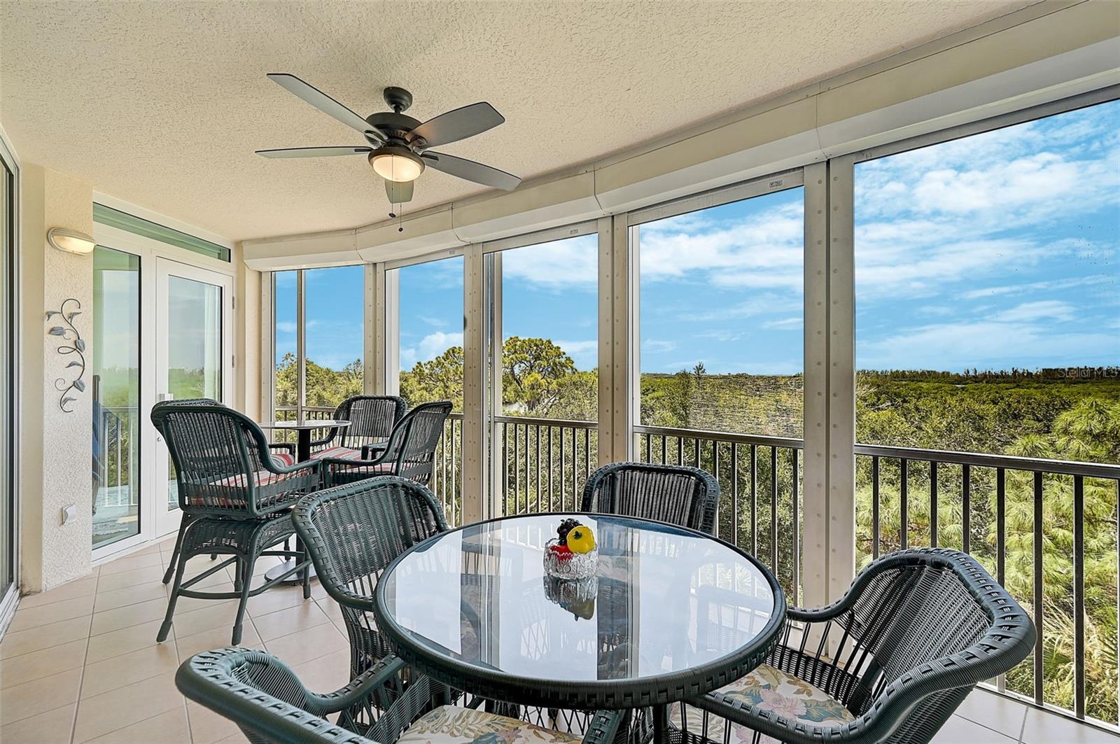 **GORGEOUS VIEW from this Move-In Ready, 5TH FLOOR, 3-BED / 3-BATH, LUXURY CONDO!! The coveted lifestyle of The Oaks Country Club with the convenience and amenities of maintenance-free condominium living come together at this Gorgeous Meridian 5th floor residence. Upon exiting the elevator into the private foyer, step inside and enjoy the breathtaking panoramic preserve, bay and Gulf of Mexico views! The dramatic step ceiling defines the foyer space while leading into the expansive dining room, living room and open kitchen featuring Granite countertops and Stainless Steel appliances. Both the primary bedroom suite and living room open to the balcony extending the sweeping views and providing ample outdoor living space.  Premium features include Crown Moldings, High Ceilings, Luxury Vinyl Plank flooring, recently Painted Interior, etc.  Owner’s Bedroom Suite features Walk-in Closet, Custom Tiled Shower, Soaking Tub and Dual Vanities, a 2nd En Suite Bedroom with walk-in closet, etc.  NEW HVAC (Sept., 2024); Hurricane Impact Windows & Doors PLUS Hurricane Shutters across Balcony.  This residence also offers a single covered parking space directly outside of lobby door and a climate-controlled storage unit. Meridian Condo residents enjoy private amenities including Heated Pool & Spa, Fitness and Outdoor Grill in addition to The Oaks Club’s main campus of amenities. THE OAKS is a distinguished, 24hr Guarded, Country Club Community which boasts many accolades including: Platinum Club of America, Emerald Club of the World, Elite Distinguished Club of the World and One of America’s Healthiest Clubs - where amenities include Three Restaurants, Ballroom, Two 18-hole championship GOLF courses, award-winning RACQUETS program with 12 Har-Tru Hydro-Grid TENNIS courts, 4 PICKLEBALL Courts, wonderful CROQUET facility, state-of-the-art FITNESS center and junior Olympic, heated community SWIMMING POOL, Bocce, Basketball Court, Playground and more! The Oaks is just minutes from nationally ranked Pine View School, the Legacy Bike Trail, area Beaches and all that Gulf Coast living has to offer. Membership is required and there is NO WAITLIST for GOLF or SOCIAL Membership.