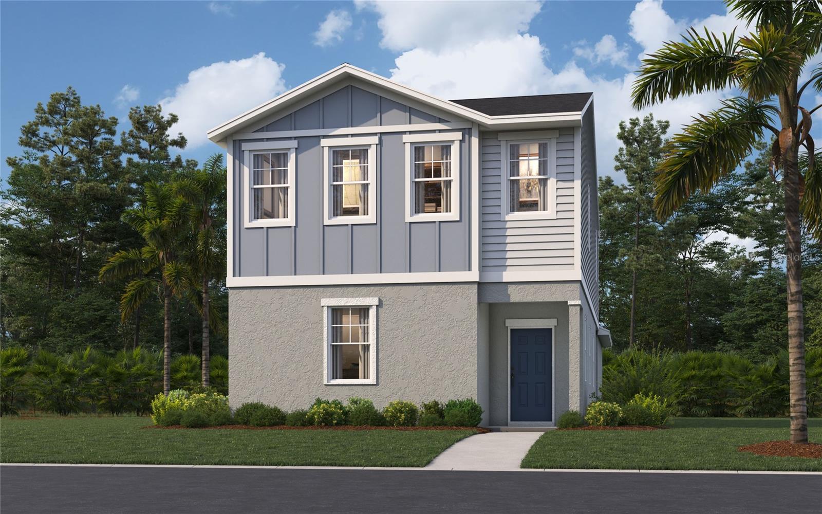 One or more photo(s) has been virtually staged. Under Construction. Stanley Martin builds new construction homes in the Brack Ranch community in St. Cloud, Florida. This neighborhood is ideally located midway between downtown Orlando and the beaches of Florida's east coast. You'll have the best of both worlds- the excitement of the city and the tranquility of the coast right at your fingertips. Downtown Orlando and its famous theme parks are just 25 miles away, and I-95 is only 35 miles away, making for an easy commute. With easy access to SR-417, SR-528, US-192, and Florida's Turnpike, your commute will be a breeze. Plus, with Orlando International Airport just a 15-minute drive away, travel is a breeze. It's not just about the surroundings: Brack Ranch is packed with amenities designed to enhance your lifestyle. Take a dip in the pool, relax in our clubhouse, or explore the many hiking trails.
This brand-new, two-level single-family cottage home spans an impressive 2,198 square feet, offering a perfect blend of modern design and functionality. As you step inside, you are greeted by a clever open-concept layout that seamlessly connects the spacious kitchen, dining area, and living room, making it ideal for both entertaining guests and enjoying quiet moments. The first floor also features a convenient guest room and a powder room, ensuring comfort for visitors. Upstairs, the primary suite awaits, boasting a spacious walk-in closet and a double vanity bath, providing a serene retreat at the end of the day. Two additional bedrooms and a flex room offer ample space, while a thoughtfully placed laundry room adds to the home's practicality. With energy-efficient features and a rear two-car garage, the Overton exemplifies low-maintenance living without sacrificing space or style.*Photos are from a similar home.