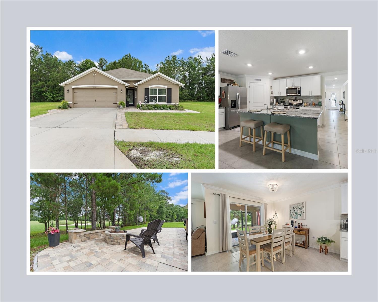 Welcome to this beautifully maintained 4 bedroom, 2 bath home nestled on a spacious cul-de-sac lot in Brooksville's desirable golf course community. Built in 2022, this move in ready residence offers the perfect blend of modern design, comfort, and functionality with no carpet. The Seller has added crown molding in the entire house, a sink in the garage, and a beautiful kitchen backsplash. Step inside to discover an open concept floor plan featuring a bright and airy living area that seamlessly flows into the dining space and well appointed kitchen. The kitchen is designed for both everyday living and entertaining, complete with ample cabinetry, generous counter space, a large island overlooking the main living areas, a spacious pantry, and a coffee bar area. The private owner's suite provides a relaxing retreat with a spacious bedroom, walk-in closet, and ensuite bath. Three additional bedrooms add flexibility for family, guests, or a home office. Enjoy Florida living year round from the covered lanai overlooking the expansive backyard, providing plenty of room for outdoor entertaining, gardening, or future enhancements. The Seller has spared no expense by adding beautiful pavers in the back and paver pathways to the front of the house, added a BBQ grilling area, and has manicured underneath the trees. The oversized lot adds privacy and space rarely found in newer construction homes. Conveniently located near shopping, dining, medical facilities, and major highways, this home combines peaceful community living with easy access to Brooksville and Tampa Bay. Don't miss this opportunity to own a newer construction home with modern finishes, a desirable layout, and an exceptional location. Schedule your private showing today!