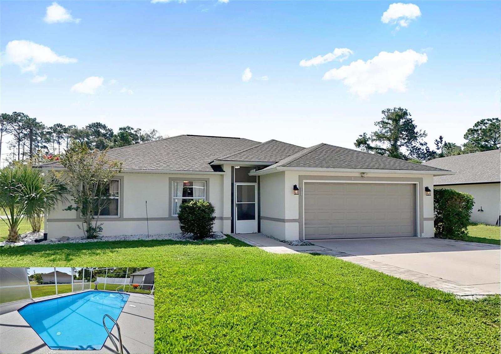 Welcome to this beautifully remodeled pool home situated on an oversized corner lot in the heart of Palm Coast. Every detail has been thoughtfully updated, creating a stylish, move-in-ready retreat. The open-concept floor plan is enhanced by new flooring, fresh interior and exterior paint, elegant recessed lighting, modern fixtures, and updated ceiling fans throughout the living spaces.
The stunning kitchen features new cabinetry and countertops, completed by a beautiful tile backsplash, while the spacious bedrooms provide comfort and flexibility for family and guests. The owner's suite includes a custom walk-in closet with built-in organizers designed to maximize storage and functionality.
Step outside to your private backyard oasis, where the sparkling pool is ready for year-round Florida enjoyment. With a roof replaced in 2019, the major updates have already been completed, giving you peace of mind. There's truly nothing left to do but move in and start enjoying the Florida lifestyle!
