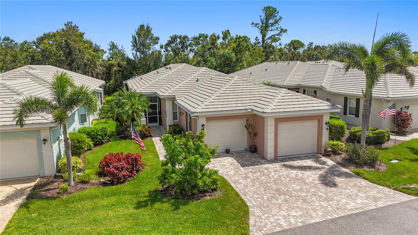 Enjoy the freedom of true maintenance-free living in this rarely available freestanding villa with a private pool in St. Andrews East at Plantation Golf & Country Club. This is condominium ownership done right—offering the privacy and feel of a single-family home without the burden of exterior upkeep or mandatory lifestyle fees.

Unlike many newer communities where HOA fees cover little more than lawn care, the quarterly association fee here delivers real, tangible value: exterior insurance (drywall-out), wind coverage, roof reserves, exterior painting, lawn care, pest and termite protection, discounted high-speed internet, two community pools, a resident-run clubhouse, and professional management. There is no CDD, and social or golf memberships are completely optional—so you pay for services, not amenities you may never use.

The private pool sets this home apart. Tucked against a peaceful preserve, the outdoor space offers exceptional privacy with a covered lanai and mounted TV—perfect for quiet mornings, entertaining, or relaxing poolside evenings. Storm-ready features include impact hurricane windows and remote-controlled roll-down shutters on the lanai.

Inside, the home is filled with thoughtful upgrades: crown molding, tray ceilings, plantation shutters, designer fans, built-ins, tile throughout, central vacuum, a security system, and a whole-home water softener system, with the option of a transferable warranty for added peace of mind. The kitchen is both functional and inviting with custom cabinetry, granite countertops, stainless steel appliances, a walk-in pantry, trash compactor, and a breakfast nook framed by a bay window.

The primary suite offers direct pool access, dual walk-in closets, double vanities, and a Roman shower. A smart split floor plan provides privacy for guests with a Jack-and-Jill bath; one bedroom features an oversized walk-in closet, while the other is currently used as a den or study. The two-car split garage includes an epoxy floor, with one bay converted into a climate-controlled studio—ideal for hobbies, art, or easily returned to parking.

Ideally located just minutes from beaches, Wellen Park, Braves Spring Training, and I-75, this home presents a compelling alternative to new construction: more privacy, a private pool, flexible lifestyle choices, and association fees that truly work for you.