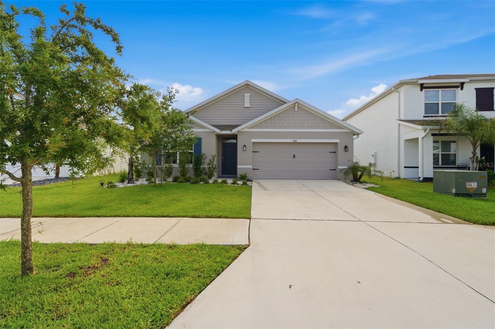 Welcome to this beautifully maintained 4-bedroom, 2-bathroom home with a 2-car garage in the highly sought-after Epperson Ranch community! Built in 2023, this popular D.R. Horton Cali Model offers modern design, quality finishes, and an exceptional lifestyle centered around the renowned Epperson Lagoon. Step inside to discover an open-concept floor plan featuring extended tile flooring throughout the main living and dining areas, creating a seamless and stylish space for everyday living and entertaining. The kitchen is thoughtfully appointed with granite countertops, an under-mount sink, stainless-steel appliances, and ample cabinet and counter space. Granite countertops continue throughout the home, adding a touch of elegance to every bathroom and living space. The spacious primary suite includes a well-appointed bathroom with upgraded shower wall tile, while three additional bedrooms provide flexibility for family, guests, or a home office. The epoxy-coated garage floor adds durability and a polished finish to the 2-car garage. Outside, enjoy the privacy and security of a fully fenced backyard, perfect for pets, play, or outdoor gatherings around the fire pit. As a resident of Epperson Ranch, you'll have access to the community's signature attraction—the spectacular Epperson Lagoon—along with parks, trails, and resort-style amenities. It is also a Golf Cart friendly community. This move-in-ready home combines modern construction, thoughtful upgrades, and an unbeatable community lifestyle. Don't miss your opportunity to make it yours!