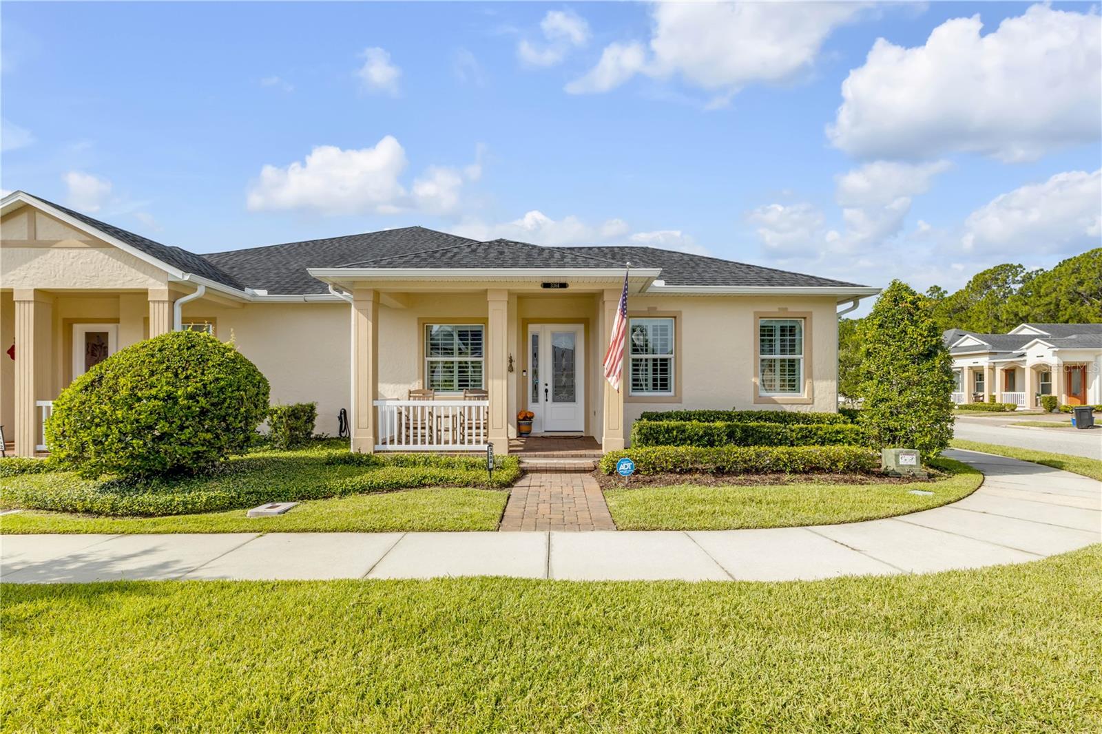 Enjoy low-maintenance living in Savannah Pointe at Venetian Bay with this beautifully maintained, furnished 3-bedroom, 2-bath home in New Smyrna Beach. Offering comfortable living spaces, thoughtful updates, and excellent indoor-outdoor functionality, this home provides an inviting opportunity to enjoy the Venetian Bay lifestyle.  Updated in 2022, the home features a freshly painted interior, a full LG stainless steel kitchen appliance package, LG washer and dryer, light coastal-inspired granite countertops with striking gray and black veining, and a whole-house water filtration system for added everyday comfort.  The open kitchen is designed for both daily living and entertaining, featuring a large island with bar seating, an undermount stainless steel sink, tile backsplash, dark cabinetry, a coffee station area, built-in workstation, and abundant counter space. A separate wet bar and beverage station with granite countertop, sink, cabinetry, and wine storage adds additional convenience for hosting, serving, or everyday storage.  The interior offers a warm and inviting layout with wood-look flooring throughout the main living areas and bedrooms, tile in the wet areas, plantation shutters, ceiling fans, crown molding, wide baseboards, built-in shelving, and a fireplace that serves as a focal point in the living room. The split-bedroom floor plan provides privacy, while the spacious primary suite includes dual walk-in closets with custom closet organizers and an en-suite bath with dual vanities, a soaking tub, walk-in shower, and private water closet.  Outdoor living is a standout feature, with multiple porch and patio areas, including screened spaces with solar and privacy screens that extend the living area and create comfortable settings for relaxing or entertaining. The oversized 2-car garage, paver driveway, pull-down attic access, and additional storage options provide everyday practicality.  Located in the sought-after Savannah Pointe section of Venetian Bay, this home offers an easy lifestyle with HOA services that include roof maintenance, exterior painting, landscaping, lawn care, common areas, and access to the nearby Savannah Pointe pool. Venetian Bay offers a golf course community setting with a town center, restaurants, shopping, and walking and biking paths. Optional membership opportunities may also be available for golf and beach club amenities.  Conveniently located near New Smyrna Beach, shopping, dining, medical services, I-95, and area beaches, this Savannah Pointe home is a wonderful opportunity to enjoy comfortable, low-maintenance Florida living in one of New Smyrna Beach’s most desirable communities.  All measurements, HOA information, fees, services, amenities, membership opportunities, lease restrictions, included furnishings, excluded items, and property details are intended to be accurate but are not guaranteed and should be independently verified by the buyer.  The excluded items will be listed in the document section of the listing attachments for review.