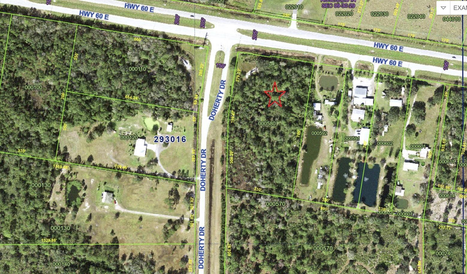 A prime corner lot at the intersection between SR 60 and Doherty Dr, Lake Wales. This property is currently zoned as Agriculture/Rural Residential(ARR), which allows a series of land uses, like religious institution, isolated convenience store,  mobile home park etc (see attachment for all allowable land uses under ARR). Also, it can be rezoned to commercial use and has great commercial potential. Its frontage along with SR 60 has 381 feet. Strong, unobstructed visibility from SR 60; 13,700-16,800 Annual Average Daily Traffic (AADT); and easy ingress/egress with corner positioning, turn lanes and median cuts. Adjacent to Doherty Dr., the only access road leading into a 1,400-unit residential community, including NALCEST, Walden Shore of Lake Wales, and Lakeshore. There are other multiple communities within 7 miles, including Indian Lake Estates, Lake Walk-in-Water Estates and Saddlebag Lake Resort etc. Gold Coast Utilities is nearby and willing to extend utilities to the site. Size is 5.73 acres and flood zone X. It has enough space and is easy to develop businesses to serve locals. Don’t miss this investment opportunity. Seller Financing available. The cross-street property (TB8459688) is also available.