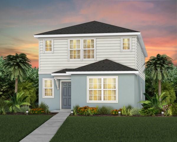 Under Construction. Located in Orlando with quick access to 417 & 528, this lifestyle community will offer miles of pathways & trails, wi-fi-enabled green spaces, unique outdoor recreation areas, a fitness center, a clubhouse complex with resort pool, 2G internet, and a waterfront amenity and town center. Get excited for EverBe - everything home should ever be!

Featuring our FM1 exterior, this home includes 5 spacious bedrooms, 3 full bathrooms, a loft, and a 2-car rear-load attached garage. The heart of the home is the open-concept kitchen, café, and gathering room, all bathed in natural light. This inviting space is perfect for both everyday living and entertaining. The kitchen boasts a large center island, a convenient storage pantry, and top-of-the-line Whirlpool stainless steel appliances—including a refrigerator and vented microwave. Tilden Frost white cabinets, decorative tile backsplash, and Lyra quartz countertops complete the sophisticated look. For added convenience, the first floor includes a secondary bedroom and full bathroom. Upstairs, you’ll find the private owner’s suite and bathroom, three additional bedrooms, another full bathroom, loft, linen closet, and the laundry room. The owner’s suite is a true retreat, featuring a walk-in closet and a luxurious en suite bathroom with a glass-enclosed shower, quartz-topped dual vanity, and private water closet. The entire first floor has beautiful wood-looking luxury tile flooring. The bathrooms and laundry room enjoy the beauty and convenience of porcelain tile. Plush, stain-resistant Shaw brand carpet covers the stairs, loft, and bedrooms, adding comfort and style. Smart home features include a smart thermostat, a doorbell camera, and additional LED downlights—ensuring your home is as connected as it is stunning. This new construction home perfectly blends luxury, convenience, and modern design, making it the ideal place to live and unwind.