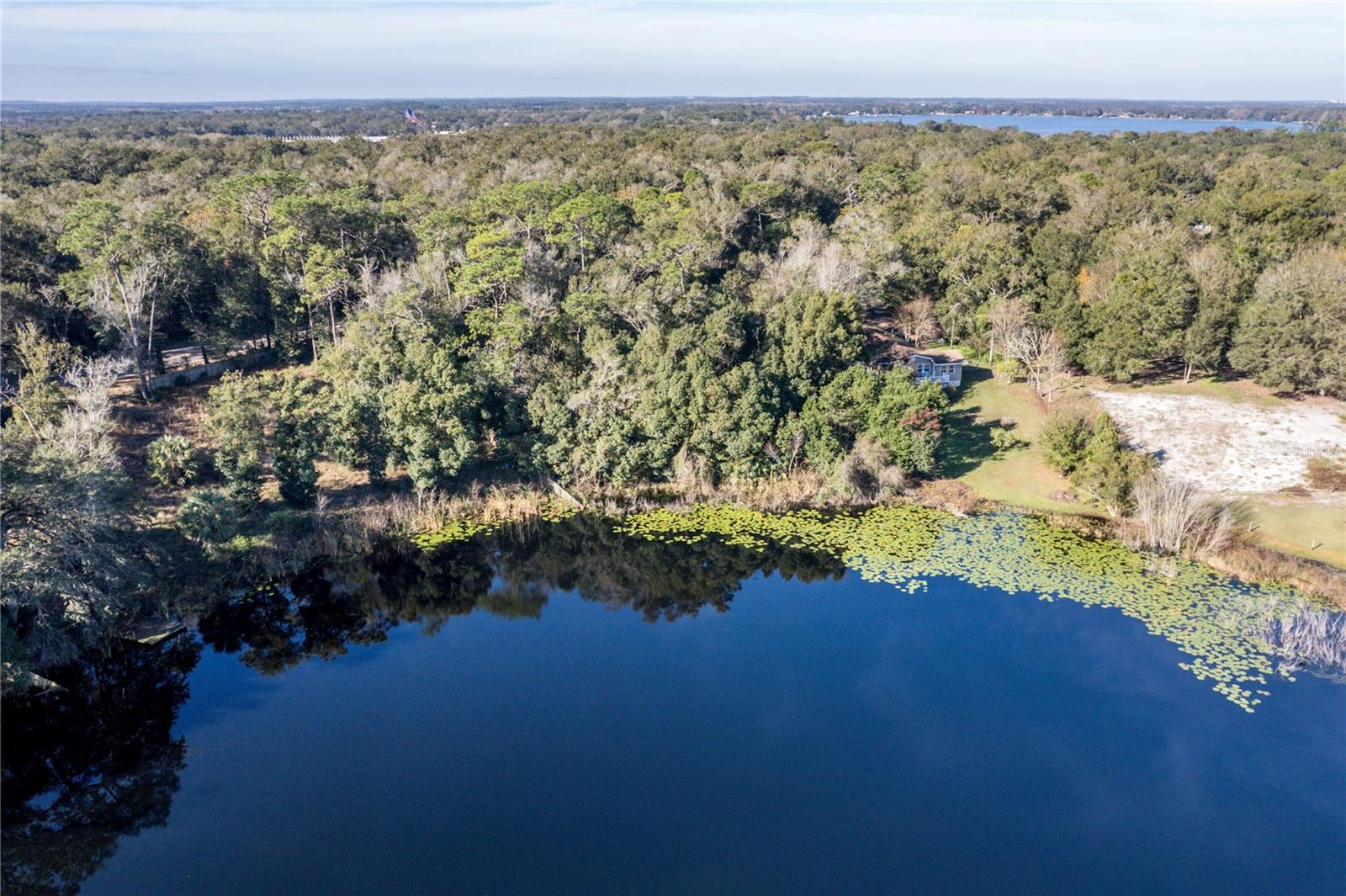 LAKEFRONT 1.55 ACRE LOT in MOUNT DORA I    Over an acre of dry land outside of the high water mark (see survey in attachments) of the hidden spring fed private Sawdust Lake (aka Lake Poe) off Sadler Rd. Stock your own fish to enjoy catching later. Property is located about a quarter mile east of Hwy 441 and close to SR 429 for easy access to downtown Mount Dora (10 min drive), Apopka, Winter Garden and Orlando. This is a unique developing area of Orange County, just a half mile from the entrance to Hampton Dubose Academy and the future Orange County Junior and High Schools. There is approximately 270 ft. on Sadler Rd. with partial lake ownership. Build your custom home on your private oasis in a wooded peaceful environment.
