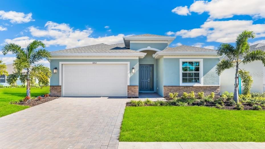 Virtually Staged. Under Construction. Discover your new home in Coral Lakes, Punta Gorda’s vibrant new community by D. R. Horton! Ideally located off Burnt Store Road, this thoughtfully planned neighborhood will feature more than 800 beautiful homes once complete.
The Shelby model offers 3 bedrooms, 2.5 bathrooms, a formal dining room, with 2221 sq. ft. of bright, open living space overlooking an elegant waterview.  Enjoy quartz countertops, a modern kitchen, high ceilings, oversized tandem garage, and smart home technology designed to make everyday living effortless.
At Coral Lakes, you’ll experience resort-style living with amenities including a sparkling pool, five pickleball courts, a clubhouse, fitness center, event lawn, and a children’s play area – all just steps from your front door.