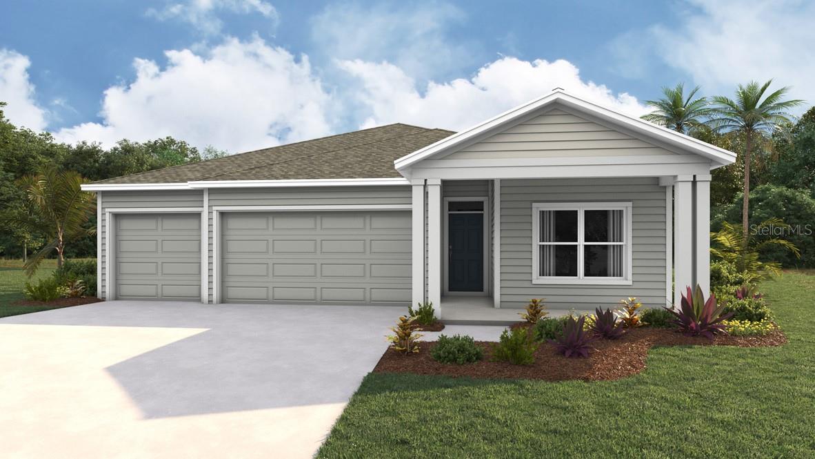 Virtually Staged. Under Construction. The Madison is a thoughtfully designed 3-car garage home with an inviting open-concept layout perfect for all families. As you enter the foyer, you're greeted with two guest bedrooms and a shared guest bathroom. Across the hallway you will find the laundry room, linen closet, and a third guest bedroom complete with an ensuite bathroom. Heading into the kitchen, there is a large kitchen island with quartz countertops, stainless-steel appliances, and a spacious walk-in pantry. The kitchen overlooks the great room and dining area flowing into the outdoor covered lanai. Next to the living room is the primary bedroom with a double vanity, quartz countertops, and two closets.  Bedroom four has an ensuite bathroom and is located next to the designated laundry room. The Madison is the epitome of modern living and includes a state-of-the-art smart home system. Pictures, photographs, colors, features, and sizes are for illustration purposes only and will vary from the homes as built. Home and community information including pricing, included features, terms, availability and amenities are subject to change and prior sale at any time without notice or obligation. CRC057592.