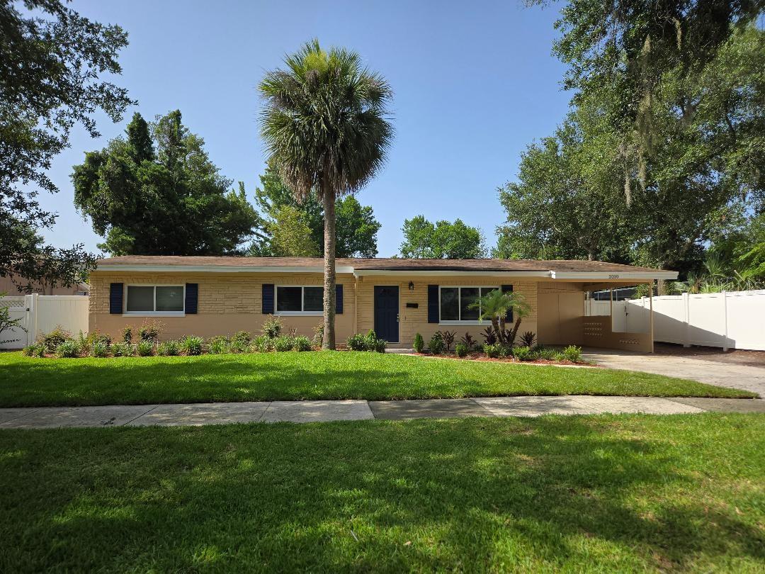 Living in the City of Winter Park is quite afforadable with this beautifully maintained property that offers the perfect blend of comfort and convenience. Cathedral ceiling add to the spacious feeling of this floor plan with luxury vinyl flooring and ceramic tile.  The new stainless steel appliance package in kitchen stands out next to the white cabinetry and granite counter tops.  Separate family room plus Florida Room, inside utility with full size washer/dryer and 2nd side by side refrigerator plus an office/exercise room with an energy efficient mini split and entry from the carport.  The spacious primary bedroom includes a private bath featuring maple cabinets with ample vanity storage and a roomy walk-in shower.  The guest bath is complete with a tub/shower combination. The exterior features a spacious backyard enclosed by white vinyl fencing, a storage shed, sprinkler system on a separate well and a 1-car carport with additional parking for up to 3 vehicles, ensuring plenty of space for guests. This property boasts fantastic curb appeal, beautifully landscaped with a freshly installed, vibrant green front lawn that greets you the moment you arrive. Best of all, you are walking distance to Winter Park High School and just minutes from local dining and shopping. The AC system was replaced 2017. The roof and elecrtical panel were replaced in 2019, and the home was replumbed in 2019. Don't miss the opportunity to make this fantastic property your own!  Buyer/buyer's agent to verify all schools and room measurements.  Appliances convey as is.  Brio Management LLC, Seller, is owned by 2 Florida Licensed Real Estate Brokers.