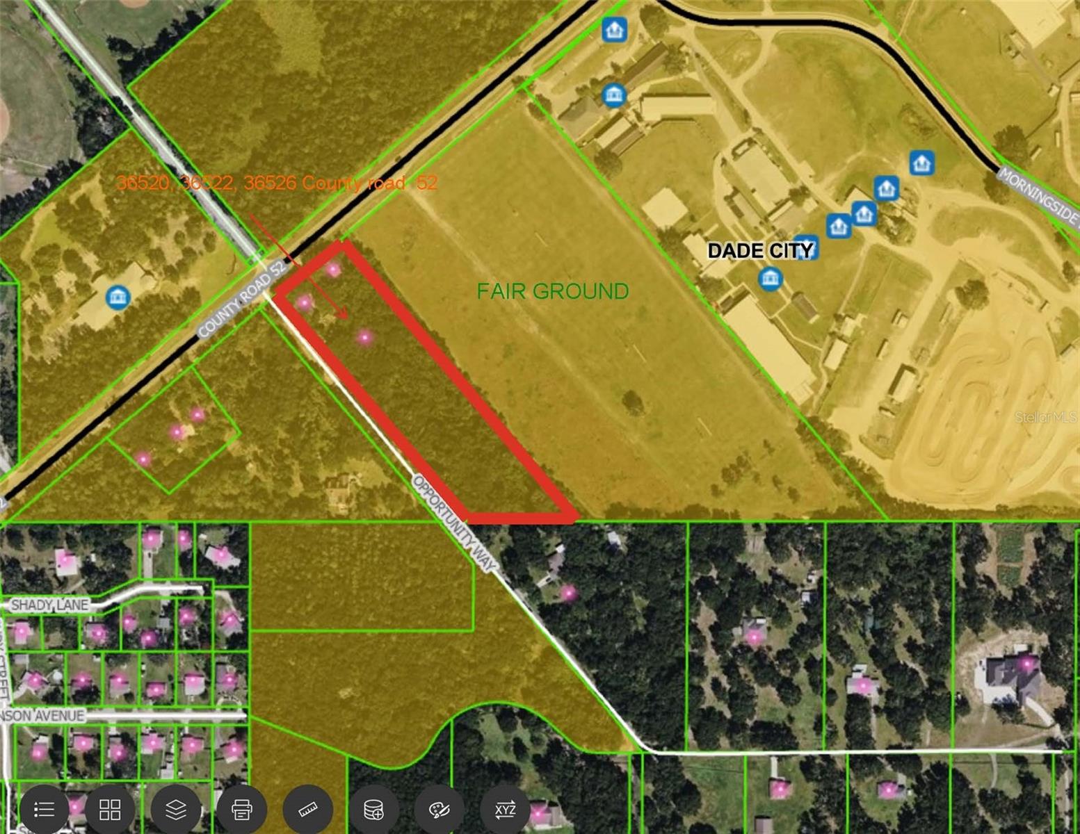 Investment Opportunity | 36520 County Road 52, Dade City, FL. This 5.03-acre property is ideally positioned along County Road 52 in one of Pasco County’s fastest-growing corridors, offering convenient connectivity to the Tampa area. Surrounded by expanding residential developments and ongoing infrastructure improvements, the site presents excellent investment or future development potential.  The property totals approximately 219,107 square feet and is zoned DC-100. It has access to water and sewer services through Dade City Utilities and is located in Flood Zone X. There are currently two existing residential structures on the property.  With direct frontage on County Road 52 and utility access in place, the site is well-suited for a variety of potential uses, including retail, office, mixed-use, or other commercial development, subject to apInvestment Opportunity | 36520 County Road 52, Dade City | Growing Pasco County Area  This 5.03-acre property on County Road 52 is in a fast-growing corridor connecting to Tampa. With new homes and infrastructure expanding nearby, it offers strong potential for investment or future development.  The property includes 219,107 square feet, is zoned DC-100, and has water and sewer through Dade City Utilities. It is in Flood Zone X and has two existing structures.  With direct frontage on County Road 52 and access to utilities, the site is ideal for retail, office, mixed-use, or other commercial opportunities, subject to approval. Positioned in a high-growth area, this property is a rare chance to secure land before values increase.  This property has three different addresses as follows.  This parcel has three addresses as follows: 36520 COUNTY ROAD 52, DADE CITY, FL 33525, 36522 COUNTY ROAD 52, DADE CITY, FL 33525, and 36526 COUNTY ROAD 52, DADE CITY, FL 33525. Addresses 36520 and 36522 are addresses for the house on the property. 36520 is roughly 1016 sq ft, and House no. 35622 is roughly 1638 sq ft. All property is under the same parcel. The property owner is selling this property as a single open piece of land and assumes that both houses will be demolished and can be redeveloped. Propery owner does not warrant