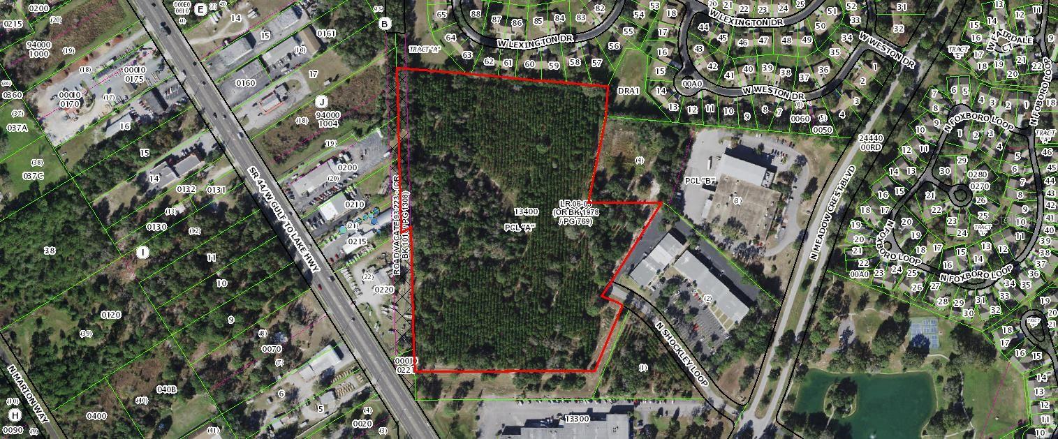 Price Improvement!! Seller is motivated and will consider reasonable offers.  16.9 Acres PUD allows 128k sq ft and has a fully approved site plan in place. The area is experiencing rapid continued growth, the new 589 ext from Tampa was recently completed reaching Hwy 44 approximately 2.5 miles east and a new shopping center featuring Target, Aldi, PetSmart and others underway just 2 miles away. Recent apt complex was approved roughly 500ft away.   Buyer could proceed immediately with building plan submission saving them more than a year of time in the process of site approval.