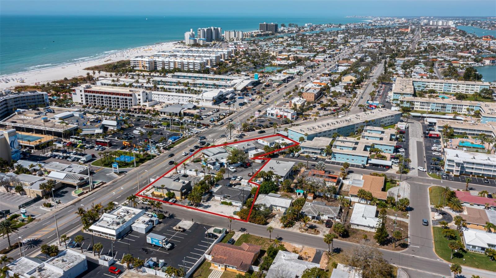 Positioned along Gulf Boulevard at 59th Avenue, this multi-parcel assemblage represents one of the few remaining large-scale redevelopment opportunities on St. Pete Beach. Spanning approximately 1.09 acres, the property includes a strategic collection of parcels currently improved with restaurant and service-oriented uses, including the Subway site, Boulevard Burgers, a florist, and a salon.
The assemblage occupies a highly visible location along the primary north-south corridor of the Gulf beaches, benefiting from strong daily traffic and direct proximity to major hospitality anchors. Directly across Gulf Boulevard, Sirata Beach Resort is a full-service beachfront resort with hundreds of hotel rooms and multiple dining venues, including Rum Runners. Nearby, TradeWinds Island Resorts spans a large multi-property footprint and continues to invest in renovations and long-term repositioning.
This concentration of hotel density creates a consistent demand driver for retail, restaurant, and experiential uses, supporting both existing operations and future redevelopment potential.
The current ownership has assembled these parcels over time, creating a contiguous footprint that is increasingly difficult to replicate. The site offers scale, frontage, and depth that position it well for a range of future concepts, including mixed-use development, hotel or condo-hotel configurations, or retail-driven projects with residential components.
Existing improvements provide optionality for interim income while redevelopment plans are evaluated. Ownership is offering the assemblage as a combined opportunity but may consider the sale of individual parcels, providing flexibility for different buyer strategies.
A portion of the property located behind the Subway site is currently utilized as commercial space and is believed to fall within the overall commercial zoning framework; however, buyers should independently verify zoning, use, and development parameters for all parcels.
With its location, scale, and surrounding demand drivers, this offering presents a compelling opportunity for investors and developers seeking to establish a presence along one of Florida’s most active beachfront corridors.
All information regarding zoning, land use, density, height, and development potential is believed to be accurate but has not been independently verified. Any future development or change of use is subject to applicable approvals. Buyer to verify all information.
This property is one of several St. Pete Beach assets available for sale. Ownership will consider a combined acquisition, creating a larger coastal position with pricing consideration for a portfolio purchase. Please do not approach or disturb the tenants.