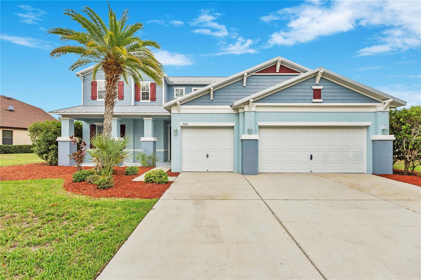 VR tour available. Seller offering up to $22,733 toward buyer closing costs, prepaid expenses, and/or an interest rate buydown. Welcome to Harbour Isles, where this move-in ready 4-bedroom, 2.5-bath home offers 3,653 square feet of two-story living, a 3-car garage, and peaceful pond views. Recent updates include a refreshed kitchen with granite countertops and new stainless steel appliances, updated baths with a new granite dual-sink primary vanity, garden tub, and separate shower, fresh interior paint, new bedroom carpet, and new lighting and blinds. Dual HVAC systems have been professionally serviced, and a durable metal roof and 2022 water heater add lasting, low-maintenance value. The main level offers formal living and dining rooms and a spacious family room open to the kitchen, with tile and wood-look flooring throughout. Upstairs, an oversized loft and a private primary suite overlook the water, along with three additional bedrooms, each with a walk-in closet. Out back, a covered patio faces the tranquil pond. Residents of the gated Harbour Isles community enjoy a resort-style pool, clubhouse, and fitness center. Conveniently located near US-41, I-75, shopping, dining, schools, marinas, and Gulf beaches. Buyer incentive available with Seller's preferred lender; subject to lender approval and the terms in the executed contract.