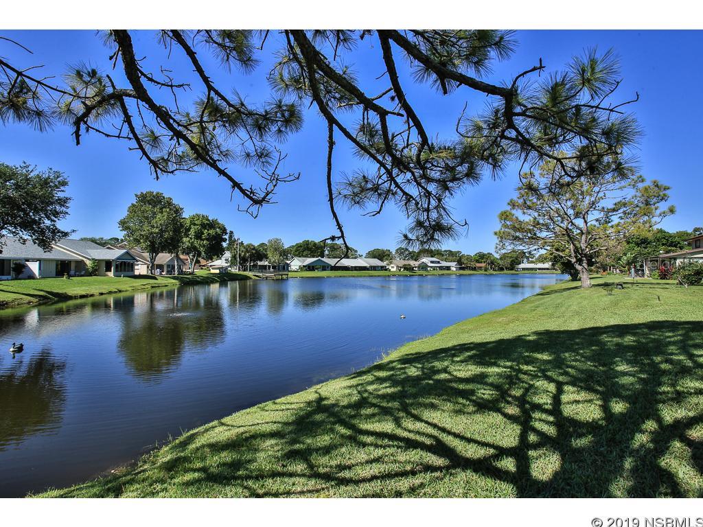 Beautifully updated waterfront home with tranquil views of Lake Fairgreen from spacious family room with vaulted ceilings, as well as from waterfront screened porch with walk-on roof for cool enjoyment of the outdoors. Enjoy the waterfowl, egrets, turtles and occasional otters at play from your backyard comfort. Kitchen and bathrooms have been updated with new cabinets, counter tops and the gourmet kitchen is a chef's delight. Ample kitchen wood cabinets with Silestone counters, including the moveable island. Under counter lighting, large pantry, built-in desk and spacious breakfast nook make this kitchen that special family gathering place. The eat-in area of kitchen is enhanced with gorgeous wall unit for all your storage needs and glass doors to display your treasures, as you enjoy morning coffee next to the bay window. Formal dining room connects the kitchen with the living area, both featuring gorgeous, custom hardwood floors with inlaid trim.Huge master suite provides all the room you could want, as well as his & hers walk-in closets. A/C system and ducts replaced in 2011. Newer appliances, New Dryer 2018. Low HOA $258 annual dues provide you with complete operation and maintenance of sprinkler system, and water to it, as well as termite bond. Community heated pool is available by optional membership. Nestled between 2 golf courses, and centrally located, this home is close to everything, including Historic Downtown business district, shopping, dining and entertainment, with the beach a short 4.5 miles away. ;Water: City