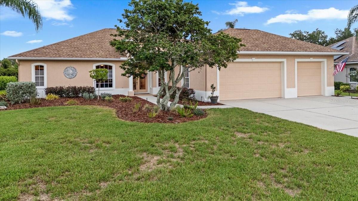 Located in the prestigious neighborhood of River Wilderness Golf & Country Club community where resort living is a lifestyle. Worry-free living can be yours with a NEW ROOF (2022), NEWER AC (2018), newer WATER HEATER (2018) and a new SS refrigerator (2024).   As you enter the front door, you will be drawn to the EXPANSIVE VIEW of the almost 1/2-acre backyard. While this home does not have a pool, there is plenty of room for a large pool!  Two banks of sliders and a set of French doors (bonus room) spill out onto the lanai with one of them (living/family room) pocketing all the way back to bring the outside in. This versatile floor plan blends function and livability with clean lines and a transitional feel. The kitchen is well appointed with lots of counter and cabinet space, an breakfast area and a new stainless-steel refrigerator.  The left side of the house contains an enormous owner’s suite with a double-tray ceiling, two walk-in closets and a large ensuite bath with private toilet room, dual vanities, Roman shower and a large soaking tub. The right side of the house features two additional generous bedrooms, one that could serve as the second owner's suite with a walk-in closet and ensuite bathroom.  The other bedroom is located just off the kitchen features a bath in the hallway with tub/shower combo.  The bonus/game/flex room is located at the back of the house and features a double tray ceiling and French doors leading to the outside! There is a bathroom in the hallway that also serves the pool.   The office features solid doors and a closet and could easily serve as the FOURTH bedroom.  The THREE-CAR garage is also oversized. RW is an established community with winding, tree-lined streets with tall oaks and mature landscaping. Walkers, bikers and neighbors walking their dogs set the scene for an active and social community. The Club offers golf, tennis, social activities, pickle ball, pool and more. Boat and RV storage in community. For nature lovers, there are hiking trails and abundant wildlife. There are two 24-hour manned gates. CLUB MEMBERSHIP IS OPTIONAL. There is a COMMUNITY BOAT RAMP that is open to the entire community and provides direct access to the Manatee River. RW is PERFECTLY LOCATED! Strategically positioned between St. Pete and Sarasota provides easy access to 2 airports (45 min.) and several hospitals to the north and south. The newly constructed Ft Hammer Park located on the beautiful Manatee River is just minutes south of the front gate and features a boat ramp, fishing pier plus picnic pavilion. Lakewood Ranch and Sarasota are near-by where fine dining and shopping are within easy reach. The very popular Ellenton Outlet Mall offers designer brands at discount prices and is only 10 minutes away. A new shopping complex is being built offering Lowes, HomeGoods and an upscale nail spa as well as several other stores and restaurants. No trucks in driveway overnight in RW. SF to be verified by Buyer/Agents.