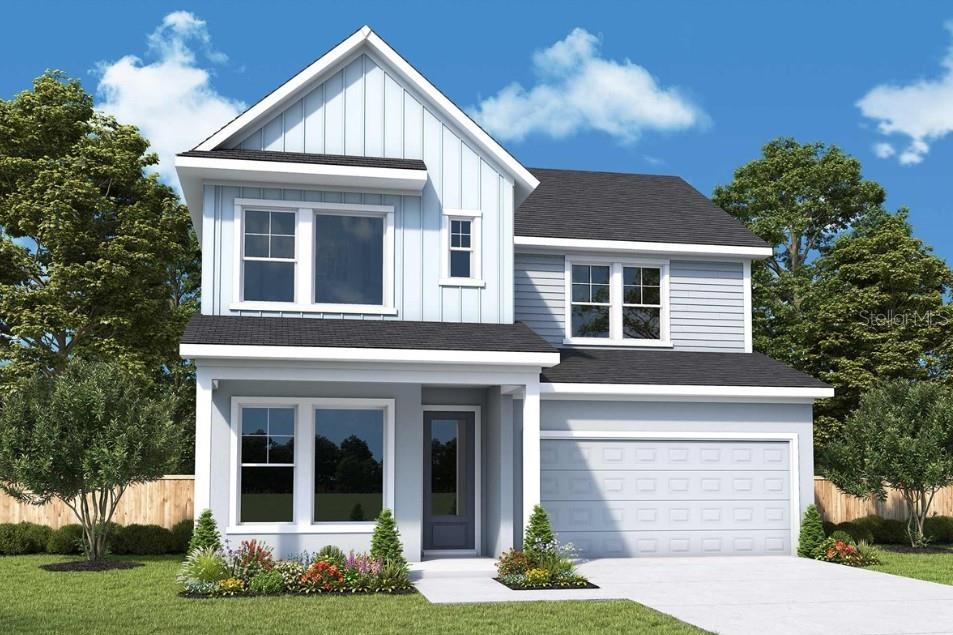 Under Construction. David Weekley’s Danica plan showcases signature craftsmanship and stylish finishes throughout. Enjoy a charming front porch and an gourmet kitchen featuring an oversized island, upgraded cabinets, and countertops. The first-floor Owner’s Suite offers a luxurious bath with an upgraded shower and spacious walk-in closet. This thoughtfully designed home also includes a first-floor fifth bedroom with a full bath, making it ideal for guests or multi-generational living. Upstairs features a spacious retreat, three additional bedrooms, and two full baths. Enjoy the privacy of a fenced backyard, front gutters, an in-wall pest control system, and wiring for a security system. Offering 2,814 square feet, 5 bedrooms, 4 full baths, and a 2-car garage, this home is conveniently located in Oakfield at Mount Dora,  8 minutes from Downtown Mount Dora.