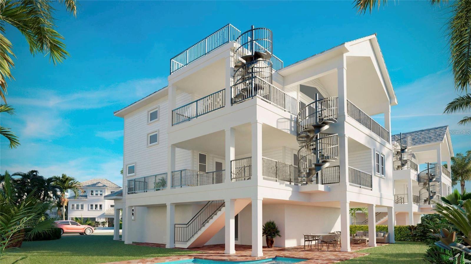 Under Construction. Discover La Linda, an
exclusive collection of eight custom-built, modern homes offering breathtaking Gulf views just off Ocean Boulevard. Nestled in the highly sought-
after Siesta Key, these elevated residences are crafted to the highest standards, featuring solid block construction on all levels, impact-resistant
windows and doors, and private elevators for ultimate safety, security, and convenience. Perfectly situated, La Linda is just 5 minutes from Siesta
Village and 8 minutes from the world-famous, sugar sands of Siesta Key Beach, providing the ideal balance of privacy and accessibility. Each four-
bedroom, fourand-a-half-bathroom home is a masterpiece of refined design, boasting luxury finishes, impeccable craftsmanship, and modern
aesthetics throughout. Designed for Comfort, Elegance & Entertainment - First Level: A spacious four-car garage leads to a beautifully designed
lanai and pool deck, creating a private outdoor retreat. Second Level: The serene primary suite features a walk-in closet and spa-like bathroom
with a freestanding tub, frameless glass shower, and double vanity. Two additional guest bedrooms, and additional living space, balcony access,
and a dedicated laundry room complete this level. Third Level: The heart of the home, the open-concept great room, is designed for seamless
indooroutdoor living. High ceilings and wraparound balconies maximize the Gulf views, while the chef’s kitchen impresses with a premium Viking
appliance package, solid wood cabinetry, and stunning Calacatta Quartz countertops. A guest suite/office adds versatility to the space. Step
outside to your own private oasis, where lush landscaping surrounds a sparkling pool and patio area—ideal for relaxation or entertaining. With its
prime location, unparalleled craftsmanship, and luxury amenities, La Linda offers an exceptional opportunity to own a modern coastal masterpiece
on Siesta Key. Don’t miss your chance to experience the pinnacle of island living—schedule your private tour today!