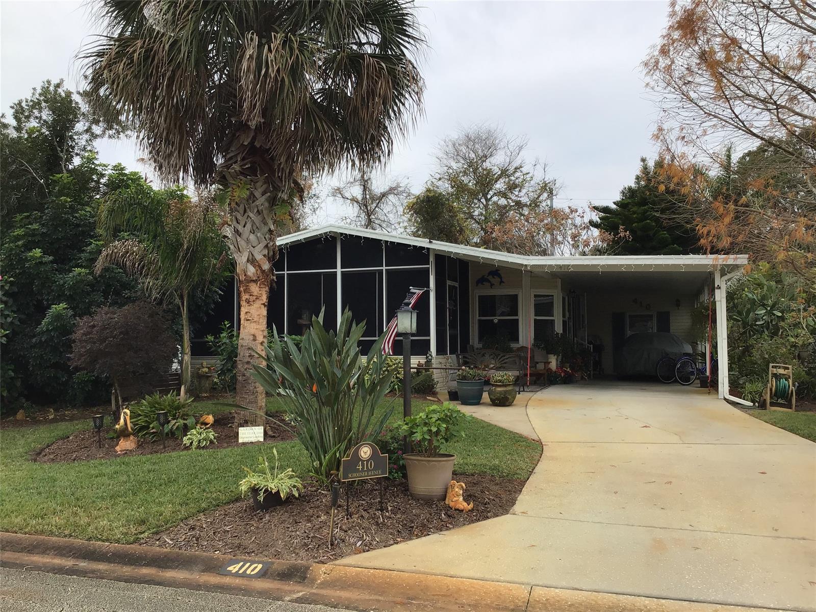 This is the one you have been waiting for in a riverfront complex.  Charming home(well maintained ) on a large landscaped lot with many upgrades.  All windows have been replaced with double hung windows that tilt out for easy cleaning.  Front door and slider to the porch on the front are Anderson,  Special window blinds on kitchen door and master bedroom door to the master bathroom.  Replaced all blinds with 2" faux wood.  Kitchen has granite counters.  Refrigerator and dishwasher are the new slate.  Master bathroom counters are  cultured marble. All A/C vents have been replaced.  Bonus room could be an office or with a window and closet could be a 3rd bedroom,   Wall electric fireplace - beautiful plus gives heat.  Four fans.  Roof is only 2 yrs old with 3 new skylights.  A/C is only approx. 1 yr. old.  Termite bond.  Only carpet is in guest bedroom.  Shed is double size.  Partially furnished.  Enclosed porch not included in the living sq. ft.

Edgewater Landing has won many awards. Beautiful clubhouse with fitness center, woodworking, ceramics with a kiln, pool tables, dance floor, commercial kitchen.  Intracoastal boat ramp, fishing pier with cleaning station, heated pool, covered hot tub, river walk, tennis, pickleball, bocci, shuffleboard are just a few of the amenities.  An outdoor storage area for either a boat or RV when available is included with the HOA low quarterly dues along with high speed internet and loads of cable channels. ;Water: City