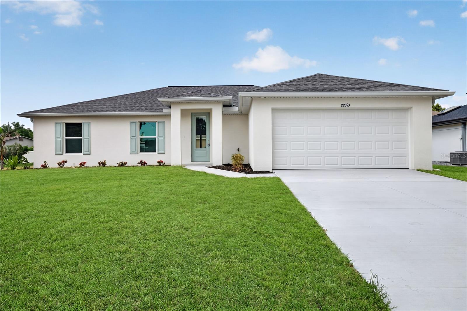Brand-new 2026 build—4 bedrooms, 3 bathrooms, on a corner lot with City Water. This home includes: impact glass and energy-efficient Low-E windows and sliders. MOVE-IN READY—DON’T WAIT. Our best-selling Sunset Harbor plan delivers 4 bedrooms, 3 bathrooms, and dual primary suites—perfect for guests, a home office, or multigenerational living—on a premium corner lot. The open layout hits immediately, centered around a standout kitchen with quartz countertops, stainless steel appliances, all-wood shaker cabinets, a massive island, and a walk-in pantry. Bright, open living and dining spaces flow effortlessly—built for entertaining or everyday comfort. Ceramic plank flooring throughout main areas, with soft carpet in the bedrooms. The owner’s suite is a true escape with a spa-style bath and generous closet space. Outside, this lot gives you room to go big—Possible pool, patio, outdoor living…your call. NO FLOOD ZONE + IMPACT WINDOWS = LOWER INSURANCE + LONG-TERM VALUE. Clean design. Strong layout. Proven plan that sells fast. PHOTOS ARE OF THE ACTUAL HOME. This is the Sunset Harbor plan.
