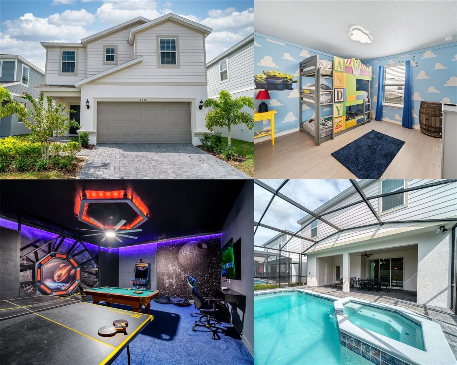 ***TURN KEY RENTAL HOME*** Schedule your showing today and come see this stunning 7 bedroom home in the sought-after Windsor Island Resort!! This home offers the perfect blend of luxury and convenience. Enjoy family days from your private heated pool area! This home has been professionally decorated and well maintained by its current owners! This home has something for everyone with multiple themed bedrooms such as AVENGERS, STAR WARS, LION KING, PRINCESS, ALICE IN WONDERLAND, & TOY STORY! Themed bedrooms are excellent as they help the home stand out on the rental market as well as enhance your guest’s overall experience! NO CARPET which is great for reducing typical wear and tear from short term rental homes. The garage has been converted to a GAME ROOM complete with PING PONG, VIDEO GAMES, POOL TABLE, & AN ARCADE MACHINE!! Located in beautiful Windsor Island Resort which checks every box from an amenity standpoint with RESORT POOL, LAZY RIVER, WATER SLIDES, a SPLASH POOL, HOT TUB, VOLLEYBALL, PICKLE BALL, MINI GOLF, RESTAURANTS, PICNIC AREAS, ARCADE, BAR & LOUNGE, & more. All while being within proximity to shopping, dining, and access to major attractions including Disney, SeaWorld, and Universal Studios! Schedule your showing today before its too late!