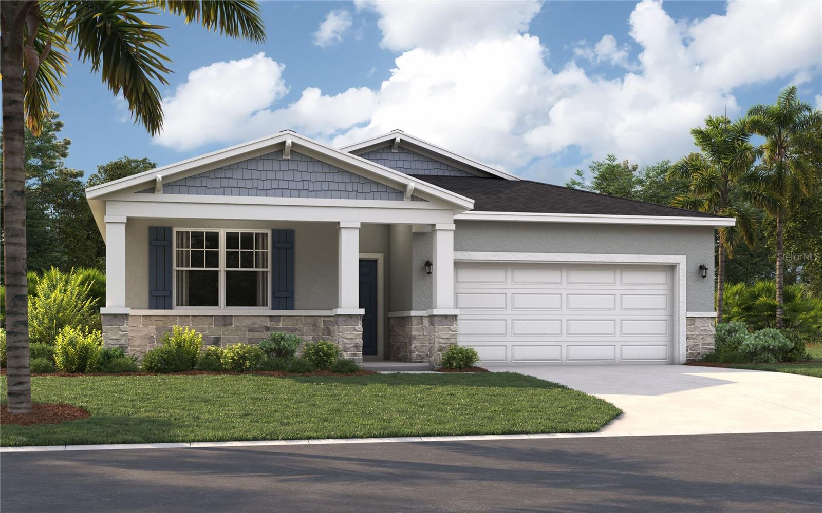 One or more photo(s) has been virtually staged. Under Construction. Stanley Martin builds new construction homes in the Brack Ranch community in St. Cloud, Florida. This neighborhood is ideally located midway between downtown Orlando and the beaches of Florida's east coast. You'll have the best of both worlds- the excitement of the city and the tranquility of the coast right at your fingertips. Downtown Orlando and its famous theme parks are just 25 miles away, and I-95 is only 35 miles away, making for an easy commute. With easy access to SR-417, SR-528, US-192, and Florida's Turnpike, your commute will be a breeze. Plus, with Orlando International Airport just a 15-minute drive away, travel is a breeze. It's not just about the surroundings: Brack Ranch is packed with amenities designed to enhance your lifestyle. Take a dip in the pool, relax in our clubhouse, or explore the many hiking trails.
The Juniper combines modern style with practical comfort, offering a design that fits the way you live. A spacious two-car garage and optional covered lanai provide flexibility inside and out, while three main-level bedrooms are thoughtfully positioned at the front of the home. These bedrooms share a dual-vanity bath with a walk-in laundry room conveniently located across the hall. At the heart of the home, the open kitchen and dining area create the perfect setting for dinners or holiday gatherings. Afterward, relax in the expansive 17x17 great room, ideal for entertaining or quiet evenings together. With options for enhanced outdoor living, the Juniper brings the best of Florida’s sunshine and a functional layout together in one inviting design. *Photos are from a similar home.
