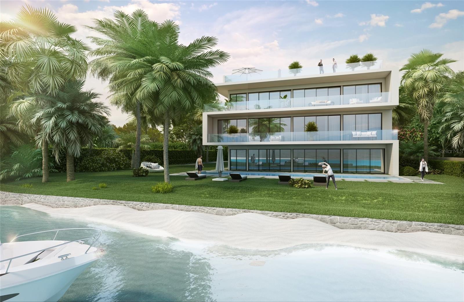 Under Construction. Welcome to a rare opportunity on Sarasota’s coveted west coast. Situated directly on the bayfront, this home offers sweeping, unobstructed views of Sarasota Bay, the downtown skyline, and the illuminated Ringling Bridge—a view that comes alive at night and dazzles year-round. From your bedroom, living room, or rooftop, you’ll have a front-row seat to breathtaking sunsets, holiday fireworks on the 4th of July and New Year’s Eve, and the ever-changing reflections of the city lights dancing on the water. 

Currently under construction, this residence was envisioned as a modern waterfront retreat—one that blends bold architecture with lasting resilience. The structure is built entirely from solid poured concrete, reinforced with deep concrete pilings, and engineered to exceed Florida’s most stringent storm and wind resistance standards, ensuring protection and performance. Built to endure. Built to impress.

The ground floor is elevated 6.7 feet above water level, offering a strong layer of protection against flooding. Even in extreme conditions, the home is positioned to remain dry. The result is a home that’s as intelligent and durable as it is beautiful. 

The layout is thoughtfully designed to showcase the views and elevate everyday living: the first floor features a spacious garage and ample storage for water toys, bikes, and gear—framed by large sliding glass doors that open directly to the bay, bringing in natural light and creating a strong visual connection to the water. The second floor unfolds into an expansive main living area with soaring ceilings, walls of glass, and seamless indoor-outdoor flow. A fully equipped outdoor kitchen makes this level ideal for entertaining against the dramatic backdrop of Sarasota Bay. This floor also includes two bedrooms and a versatile bonus room, perfect for a home office, gym, or media space. The third floor is home to the primary suite, accompanied by two additional bedrooms and another bonus room—each space intentionally positioned to maximize natural light and capture sweeping views. Crowned by a stunning rooftop terrace, the top level serves as your private sky lounge, complete with a second outdoor kitchen, multiple lounge areas, and uninterrupted panoramic views of the city skyline, Ringling Bridge, and nightly waterfront reflections. It’s also the perfect front-row seat for fireworks on the Fourth of July, New Year’s Eve, and beyond. 

The most significant and capital-intensive phase of construction is already complete: the structural concrete shell. The home is being built by a high-end custom builder who is ready to continue the project to completion, offering a seamless transition for the new owner. Now is the perfect time to step in and tailor the final finishes to your personal style. Prefer turnkey? The listing broker can provide pricing for full completion as well. 

Whether you're seeking a primary residence on the water, a private retreat with skyline views, or a luxury rental investment, this home delivers on all fronts. Its combination of bayfront access, architectural presence, and proximity to Sarasota’s cultural and culinary heart make it truly one-of-a-kind. Waterfront homes with this level of design, engineering, and view are exceedingly rare. The structure is set. The vision is clear. Now it’s time to make it yours.