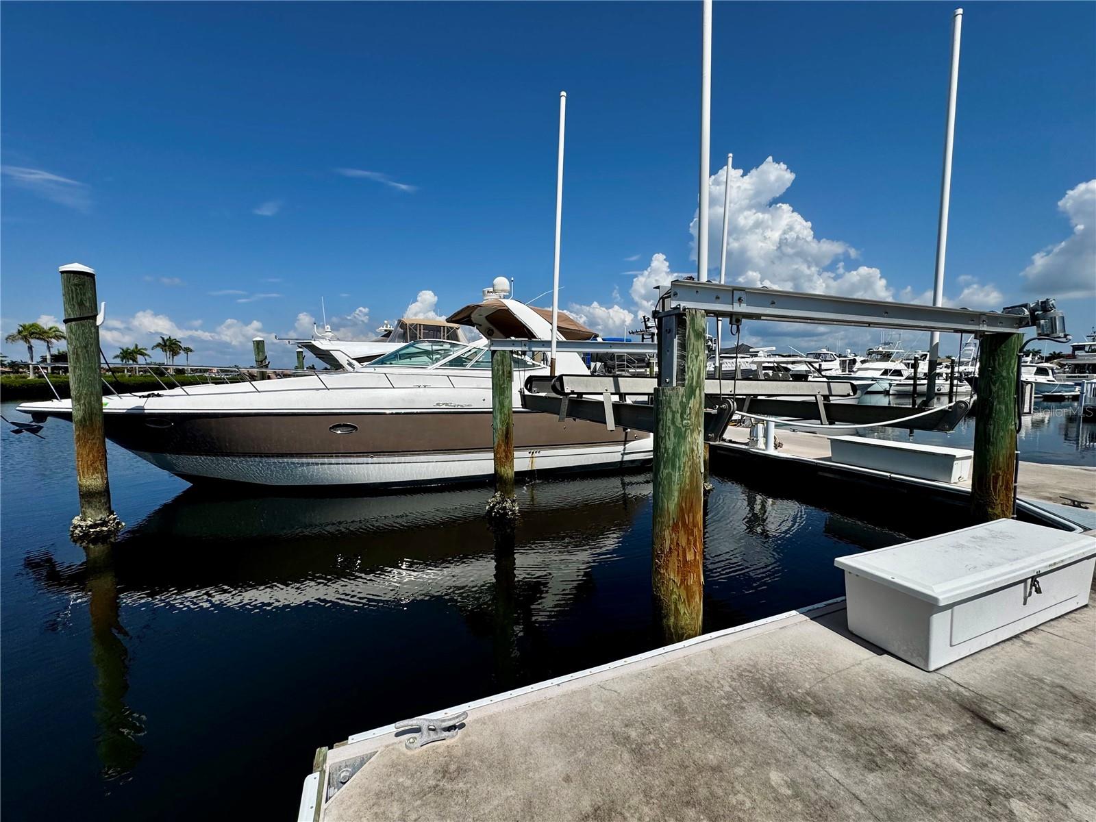 Boat slip N-1 at Riviera Dunes Marina in Palmetto, Florida is a rarely available extra wide Catamaran slip in one of the areas most protected and desirable marinas. As the first slip from land, you will be protected and have few steps to amenities and to board your boat with live-aboard available. Allowing vessels up to 44'x25', this premium slip offers an ideal home base for your yacht with quick access to the Manatee River, Tampa Bay, Anna Maria Island, Longboat Key, and the Gulf of Mexico. Riviera Dunes Marina is known for its protected harbor and, per seller, has never sustained hurricane damage, including during recent storms. Slip owners enjoy outstanding amenities including gated parking, 50 amp electrical service, cable TV, WiFi, water, pump-out service, HD security cameras, laundry facilities, private bathrooms and showers, a pet walking area, two heated floating pools, tiki bar, and the on-site Blu Mangrove Grill restaurant. Purchased slips may be rented and managed by the owner or marina, and you do not need to own a condo at Riviera Dunes to purchase. Extra wide slips are rarely available, making this your opportunity to secure a luxury marina slip on Florida's beautiful Gulf Coast.