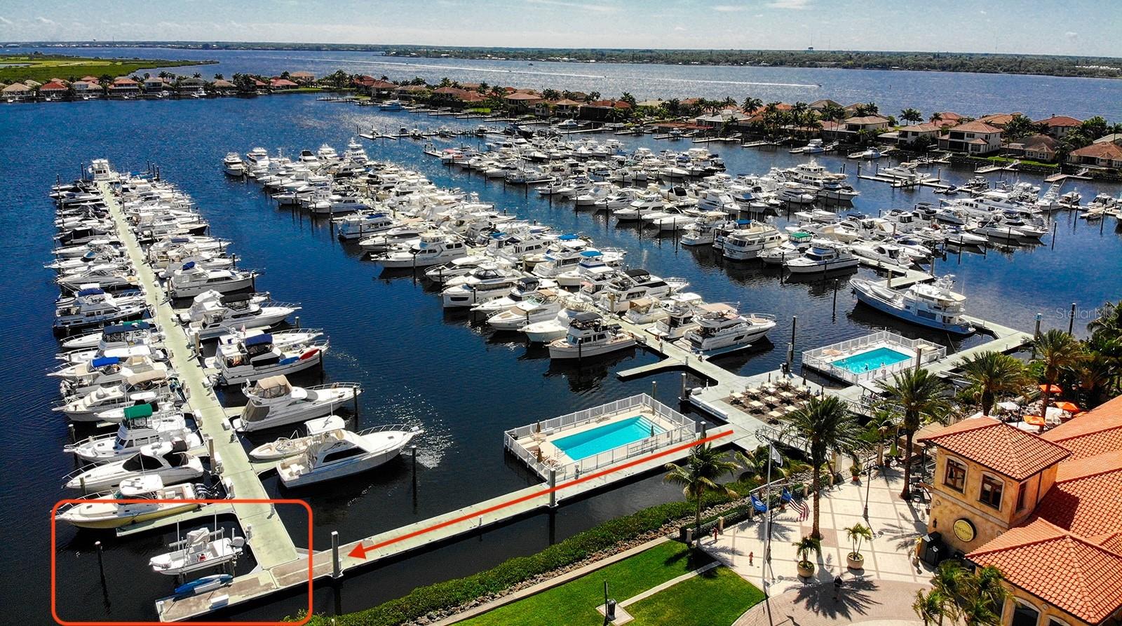 Boat slip N-1 at Riviera Dunes Marina in Palmetto, Florida is a rarely available extra wide Catamaran slip in one of the areas most protected and desirable marinas. As the first slip from land, you will be protected and have few steps to amenities and to board your boat with live-aboard available. Allowing vessels up to 44'x25', this premium slip offers an ideal home base for your yacht with quick access to the Manatee River, Tampa Bay, Anna Maria Island, Longboat Key, and the Gulf of Mexico. Riviera Dunes Marina is known for its protected harbor and, per seller, has never sustained hurricane damage, including during recent storms. Slip owners enjoy outstanding amenities including gated parking, 50 amp electrical service, cable TV, WiFi, water, pump-out service, HD security cameras, laundry facilities, private bathrooms and showers, a pet walking area, two heated floating pools, tiki bar, and the on-site Blu Mangrove Grill restaurant. Purchased slips may be rented and managed by the owner or marina, and you do not need to own a condo at Riviera Dunes to purchase. Extra wide slips are rarely available, making this your opportunity to secure a luxury marina slip on Florida's beautiful Gulf Coast.