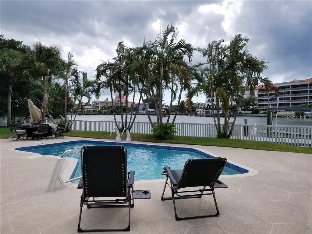 Huge waterfront lot 117 x 130 with direct west exposure and views of the Don Cesar, pool in place, dock and lift. Existing home can be renovated or bull dozed. existing well-built pool home. 3-bedroom 4 bath, huge garage, summer kitchen. Already remediated and all big-ticket items completed. All new drywall, new electric, 2 new zoned ac's, plumbing updated, newer tile roof, new real wood floors. 
being sold for land value.