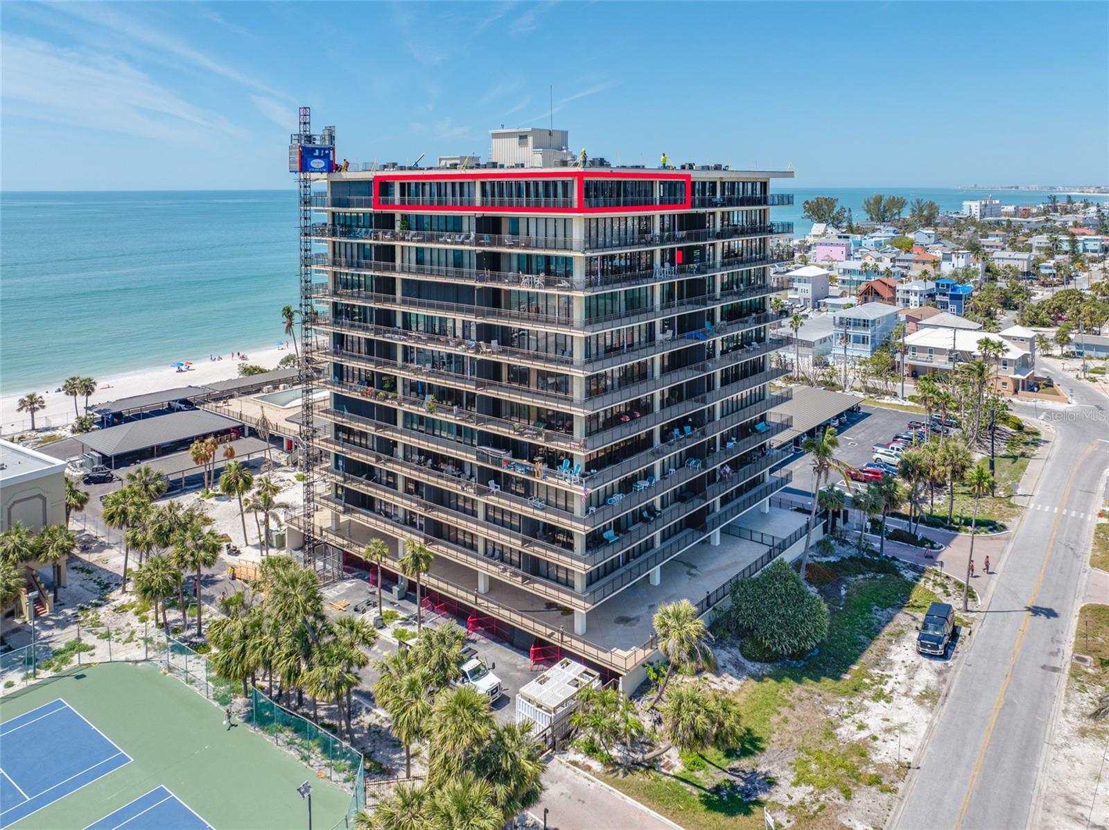 As seen on ABC and Hulu Live..............Exquisite Penthouse Condo: A Once-in-a-Lifetime Home
Welcome to unparalleled luxury in this stunning custom penthouse condo, where sophistication meets breathtaking views. Nestled directly on Sunset Beach, this exclusive residence redefines upscale living, offering an unmatched opportunity for the discerning buyer.
Key Features:
Breathtaking Views:** Enjoy panoramic vistas of Sunset Beach, the Tampa skyline and intercoastal from every room. Floor-to-ceiling windows flood the space with natural light. Custom made Hunter Douglas powered shades are throughout the property. Take a paddle on the intercoastal or just sit on your balcony and watch manatees and dolphins swim by.
Custom Design:** This bespoke penthouse showcases the finest craftsmanship, from the gourmet chef’s kitchen equipped with top-of-the-line Stainless steel appliances (what brand), custom made cabinets, to the elegant living spaces adorned with custom dry-bar with SubZero wine-cooler. Everywhere you look are designer touches, including Brazilian hardwood floors, elegant wainscoting, exquisite faux painting, and lavish wallpaper. The office/library is a must see, built-in bookcases and classic elegance at it's best! Luxuirous Primary Suite with his and her walk-in closets, double vanities, and custom shower with double showerheads. A feel of zen descends upon you as you enjoy the calm and privacy of this home.
Spacious Layout:** Spanning over 2980 Sqft, this expansive floor plan provides ample space for both relaxation and plenty of room to entertain both family and friends.
Private Terraces:** Step outside to your own private balconies, perfect for al fresco dining or simply soaking in the sunset and the never ending views from all angles.

Luxurious Amenities:** Residents enjoy access to a range of exclusive amenities. There is a large pool with access to the beach, spa, sauna, fitness center with beach views, pickleball courts, tennis courts, and private lounge areas. Host your next gathering in the large community room, challenge your friends to a game of pool, or relax in the library with some coffee.

Prime Location:** Situated directly on the sugary white sand of relaxing Sunset Beach, the sleepy privacy of Treasure Island is a quick drive to downtown St Petersburg which offers fine dining, unique shops and cultural landmarks. This location is truly unbeatable.
Make your appointment today for your private showing! This condo can be purchase in conjunction with the next door unit #1206, which provide a unique opportunity expand the 1201 penthouse or simpy use 1206 as a guest suite!