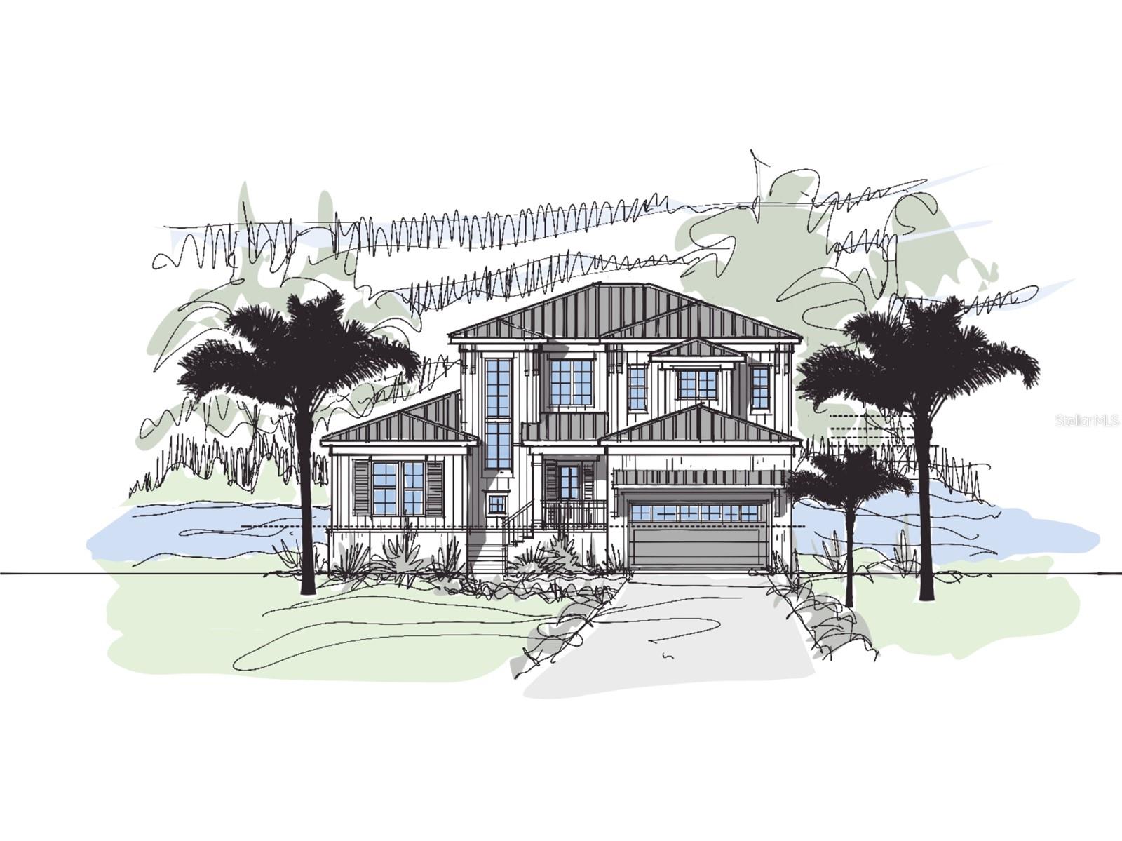 Pre-Construction. To be built. Discover unparalleled coastal living in this stunning new construction residence, perfectly positioned to capture wide-open water views of Robert’s Bay. With direct access to the Intracoastal Waterway, Venice Jetty, and the Gulf —all just minutes away—this home is a dream for boaters and waterfront lifestyle enthusiasts. Thoughtfully designed and to be built by Caithness Construction LLC, this elegant coastal home offers the perfect blend of timeless charm and modern luxury. Spanning approximately 4,000 square feet of heated living space, the floor plan is ideal for both everyday living and entertaining, featuring:  4 spacious bedrooms, each with walk-in closets and ensuite bathrooms, 5.5 beautifully appointed bathrooms, a dedicated den/office with an adjacent private bathroom, offering flexibility as a guest suite, an expansive owner’s suite with tranquil water views, a spa-like bathroom, and oversized walk-in closet and a versatile loft/bonus room on the upper level.  Step outside to an impressive outdoor living space complete with a covered veranda, heated pool, and spa, all overlooking the serene waters of the bay. Whether you're enjoying morning coffee or evening sunsets, the setting is truly breathtaking.  This southern-exposure property is situated on deep sailboat water with no bridges to the Gulf, offering quick and effortless access for boating adventures. You'll also enjoy proximity to Venice Beach, Nokomis Beach, and the charming downtown Venice, with its array of shopping, dining, and entertainment. Additional floor plans are available, including a modern design, or you can work with the builder to customize a home tailored to your unique vision and lifestyle.