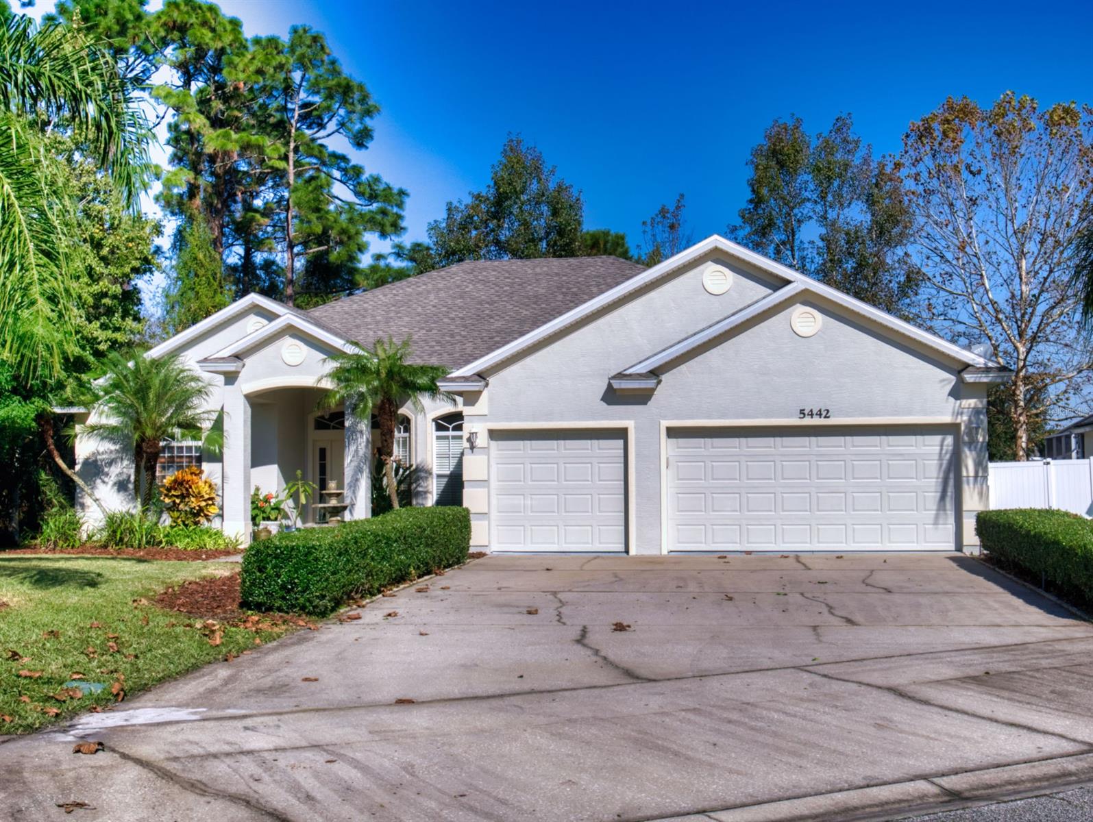 WELCOME HOME to this LARGE 3 Bedroom (designed as a 4 BR) 2 bath split plan home with lots of amenities. Enter the front door to a large living and dining area. The beautiful bonus room/office with custom built-in desk and cabinets is perfect for your at-home work.  The large kitchen opens to an eat-in dinette and large family room with spacious 11 foot ceilings and built in speaker system, where your family will enjoy hours together. There’s plenty of room to work or play on the kid's side of the house, with two bedrooms separated by the bathroom and a hobby/play area that can easily be converted to a 4th bedroom.  The large Master Bedroom suite features a 13.5 x 16 foot bedroom with tray ceiling, large bathroom with suntube and his and hers walk in closets. The three-bay garage is 4 feet deeper than standard, to accommodate all your toys, and there is a 10x6 shed in the back yard for the extras! Your new home has been FRESHLY PAINTED OUTSIDE, with a  NEW ROOF and upgraded floor tile throughout. Vinyl fencing surrounds the spacious back yard. There’s plenty of room to add a pool or hot tub (patio is pre-wired for 220V) on the lot that is 74.5 wide x 171 deep and is bordered by a green area that won’t be built on. What are you waiting for? *All listing info presumed to be accurate. ;Water: City