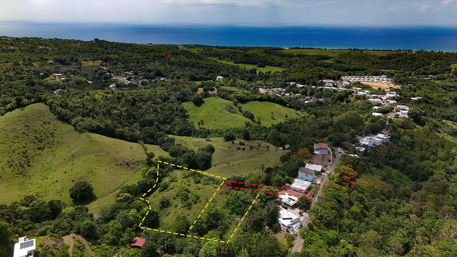 Acreage for sale. Lot B = 2,237.96 s/m and Lot C = 4,720.01. All together you have almost 7,000 s/m of land (1.73 acres) good for farming, camp sites, livestock/horses or building a retreat. Lot C is bordered by a creek. Beautiful rolling hills. Access to land is on Carr 400. km 1 through a right of way next to a home