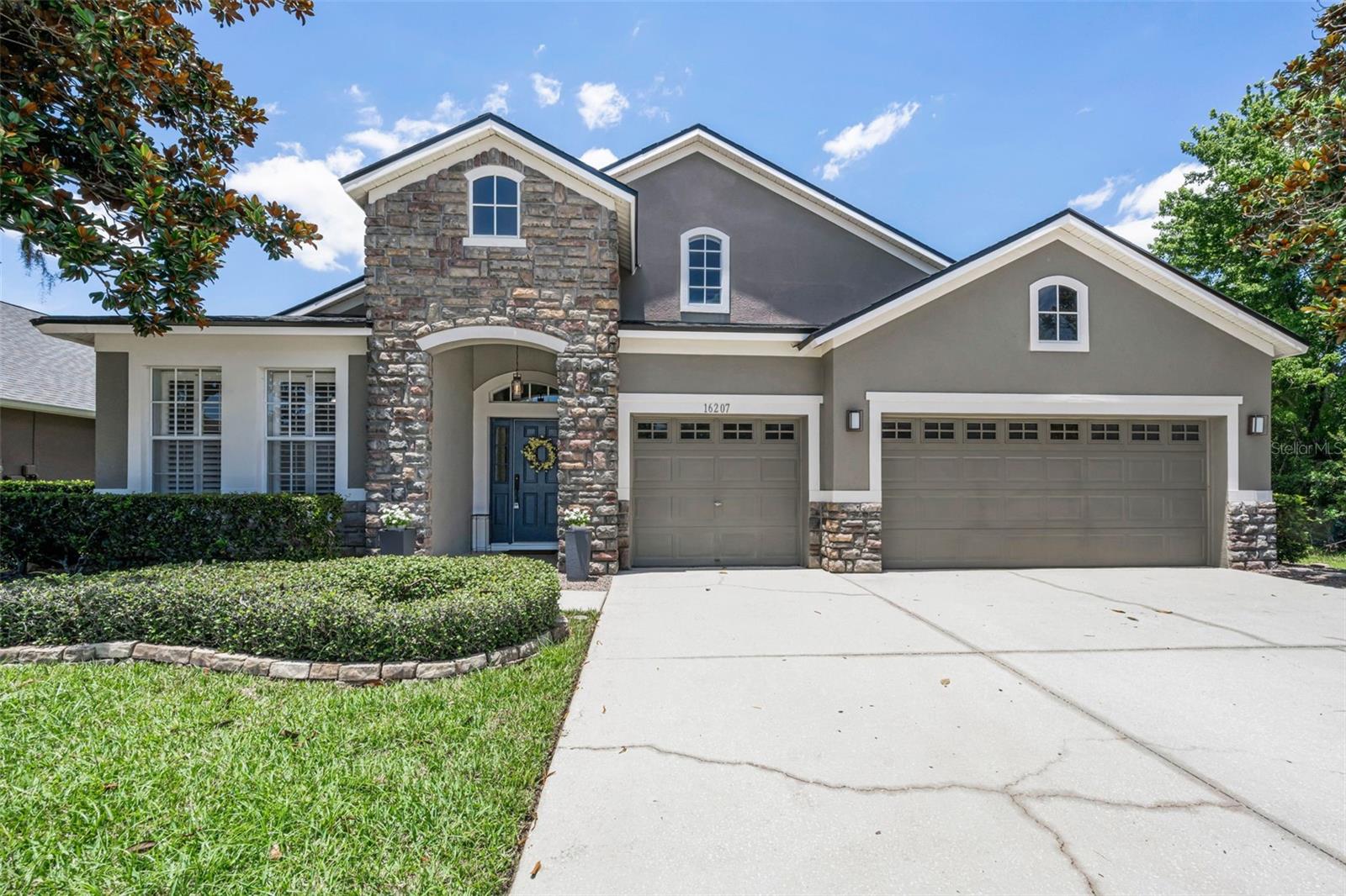 Experience luxury living in this beautifully upgraded 4-bedroom 3 full bath Saltwater Pool Home featuring, a versatile bonus room, and an open, elegant floor plan with soaring ceilings and crown molding. The remodeled chef’s kitchen impresses with custom cabinetry, Carrera Marble countertops, Island with drawers, Custom floating shelves, subway tile backsplash, stainless steel appliances, natural gas cooktop, and double ovens. A custom butler’s pantry/Wine Room with Carrera Marble countertop, wine refrigerator, and designer shelving elevates your entertaining experience.  The spacious primary suite offers peaceful pool views and a spa-inspired ensuite with dual sinks, walk-in shower, garden tub, and a generous walk-in closet. Step outside to your private resort-style oasis featuring a sparkling saltwater pool with spa, expansive brick-paver screened lanai, natural gas hookup for an outdoor kitchen, and a large backyard with serene conservation views. A dedicated fenced dog run adds convenience for pet owners.  This home blends luxury finishes with thoughtful design, offering exceptional indoor-outdoor living in a truly private setting.   Located in the gated community of Ivy Lake Estates, residents enjoy parks, playgrounds, sports fields, and community events, all while being zoned for top-rated schools and offering convenient access to the Suncoast Parkway, nature trails, shopping, and dining. This home truly offers the perfect combination of space, style, location, and lifestyle.  Newer Roof 2024|Newer AC's 2026 & 2017|New Gas Hot Water Heater 2026.