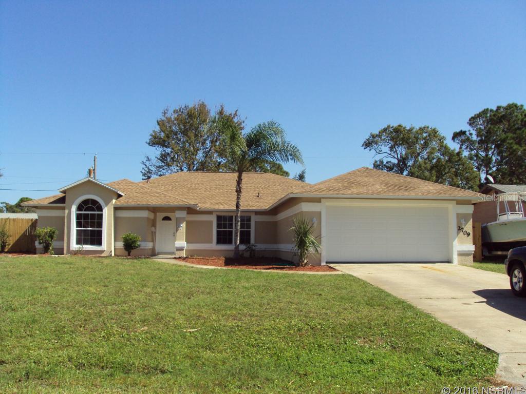 This beautiful 4 bedroom 3 bath concrete block home was built in 1996. Not only does it offer a split floor plan, the second bedroom could be used as another master! Over 2500 square feet in this spacious home! New flooring in the Formal dining room, large Den/Office, living room and kitchen. New stainless kitchen appliances. New hot water heater. Newly painted inside and out. New garage door with wind sheer resistance of 150 mile per hour. New roof - architectural shingle - 2 year transferable warranty on materials and labor - 50 year life! If you need extra storage the shed in the backyard will work out perfectly. This really is an amazing home and is listed at $15,000.00 UNDER appraised value by Pomeroy Appraisal Company in Edgewater, Fl. on October 26, 2016 ;Water: City