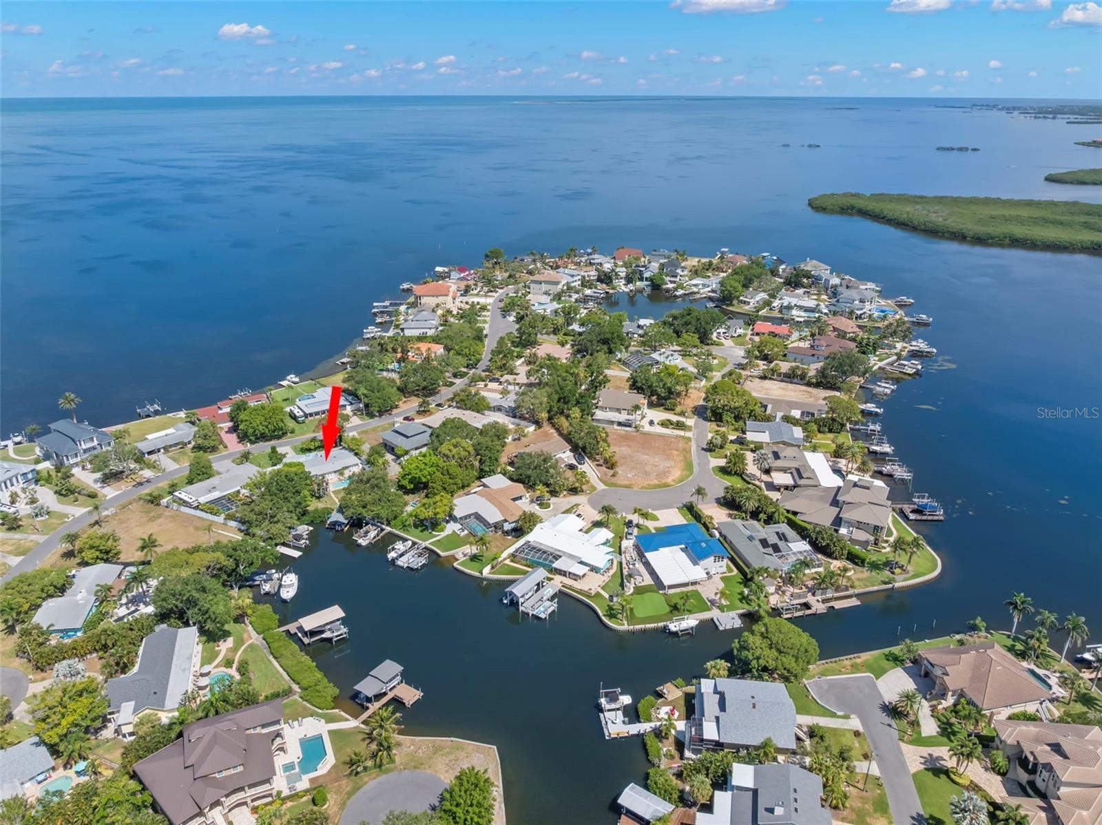 An ISLAND, a NEIGHBORHOOD, a LIFESTYLE!!  INDIAN BLUFF ISLAND is an address with prestige!  Join this elite conclave of homes situated in Northern Pinellas County surrounded by the Gulf & the serene waters of St. Joseph Sound.  Offering a coastal way of life this 'resort' has it all! Your private, large, covered boat lift & dock allow you to hop on your boat or jet ski & cruise out to the barrier islands, Caladesi Island, Three Rooker Island or head off shore to fish for grouper.  Stay closer to home & launch your stand up board, kayaks or canoes & drift into a paddler's paradise.  Cool off & float in your crystal clear pool or relax & re-energize in the bubbly hot tub.  Sip your favorite beverage as you appreciate amazing sunsets & panoramic views from your rooftop widow's walk.  Cooking is easy in your outdoor kitchen complete with grill, smoker, turkey fryer & green egg.  Back yard is totally fenced & includes lots of grassy areas for furry friends, fire pits, multiple seating areas, beautiful stag horn ferns, palm trees, triple flag pole & pavered walkways & pool deck.  This 3 bedroom/2 bath home offers an open concept design with a bonus/flex room that is easily converted to a 4th bedroom.  Kitchen & bathrooms are all new with wood cabinets, solid surface counters & stylish stone.  Curl up with a good book in front of your wood burning fireplace or pull the curtains, make the popcorn & watch a movie in your media/family room.  Your 'party size' dining area is perfect for entertaining with kitchen pass-thru & barstool seating.  The primary suite provides it's own quiet retreat with separate sitting room/den & dream closets/wardrobes.  Quiet, ideal location close to all amenities, golf courses, beaches, Pinellas Trail, Wall Springs Park, Palm Harbor schools, medical/hospitals.  Enjoy the cool breezes & unique benefits of Island living.  Love where you live!!