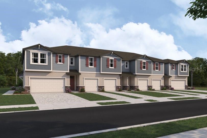 Under Construction. Welcome to the Lakewood, a thoughtfully designed 1,691 square foot townhome that offers the perfect blend of comfort, style, and functionality. Featuring three bedrooms, two full bathrooms, a convenient powder room, and a one-car garage, this home is ideal for modern living.
Step inside to an inviting open-concept main floor that seamlessly integrates the kitchen, dining, and great room areas—perfect for entertaining or everyday life. The L-shaped kitchen is a chef’s delight, boasting quartz countertops, a walk-in pantry, and a generous island with a flush breakfast bar that comfortably seats four. Just beyond the great room, glass sliders lead to a covered lanai, creating a bright and airy extension of the living space. The lanai also includes a handy storage closet, ideal for stashing seasonal items or outdoor gear. The powder room is conveniently located just off the foyer for guests.
Upstairs, the landing area provides access to the laundry space and a linen closet for added practicality. The two secondary bedrooms are positioned on one side of the home and share a spacious full bathroom. One of these bedrooms even includes a cozy seating area, making it perfect for guests or a private retreat.
The owner’s suite offers a luxurious escape with a dual-sink raised vanity, glass-enclosed shower, private water closet, and a large walk-in closet that provides ample storage.
Designed with energy efficiency in mind, the Lakewood includes a hybrid hot water heater and is rated with a HERS (Home Energy Rating System) score, ensuring lower utility costs and environmental impact. Thoughtful exterior touches such as paver driveways, walkways, and lanais add curb appeal and long-lasting durability.
The Lakewood combines smart design and elegant finishes to offer a lifestyle of comfort and convenience—welcome home. Photos, renderings and plans are for illustrative purposes only and should never be relied upon and may vary from the actual home. Pricing, dimensions and features can change at any time without notice or obligation. The photos are from a furnished model home and not the home offered for sale.