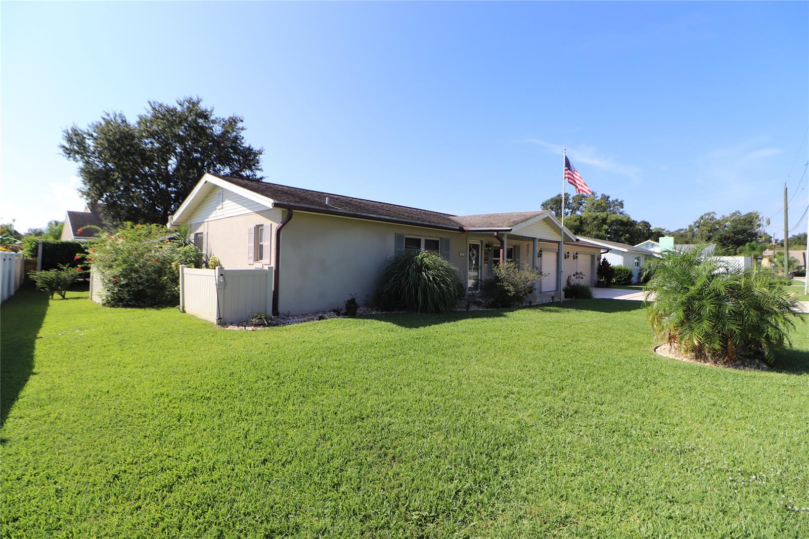 Introducing your dream Florida retreat in New Smyrna Beach! This charming 2-bedroom, 2-bathroom home offers the perfect blend of comfort and relaxation. Nestled on a spacious lot, this property boasts an inviting inground pool, ideal for cooling off on those sunny Florida days. Inside, you'll find a recently upgraded home with a brand-new AC system, ensuring year-round comfort. A bonus feature of this property is the over-sized, two-car garage, providing ample space for your vehicles and storage needs. Additionally, a convenient shed in the backyard offers even more storage options. The fully fenced backyard ensures privacy and security, making it a fantastic space for pets and outdoor gatherings. Imagine hosting barbecues, pool parties, or simply relaxing in the Florida sunshine. This property is a rare find with no HOA restrictions, giving you the freedom to customize and enjoy your space as you see fit. The new irrigation system ensures a lush and well-maintained landscape. Located in the picturesque New Smyrna Beach, you'll have easy access to beautiful beaches, vibrant local dining, and a laid-back coastal lifestyle. Don't miss out on this opportunity to make this fantastic house your new home sweet home in sunny Florida! ;Water: City