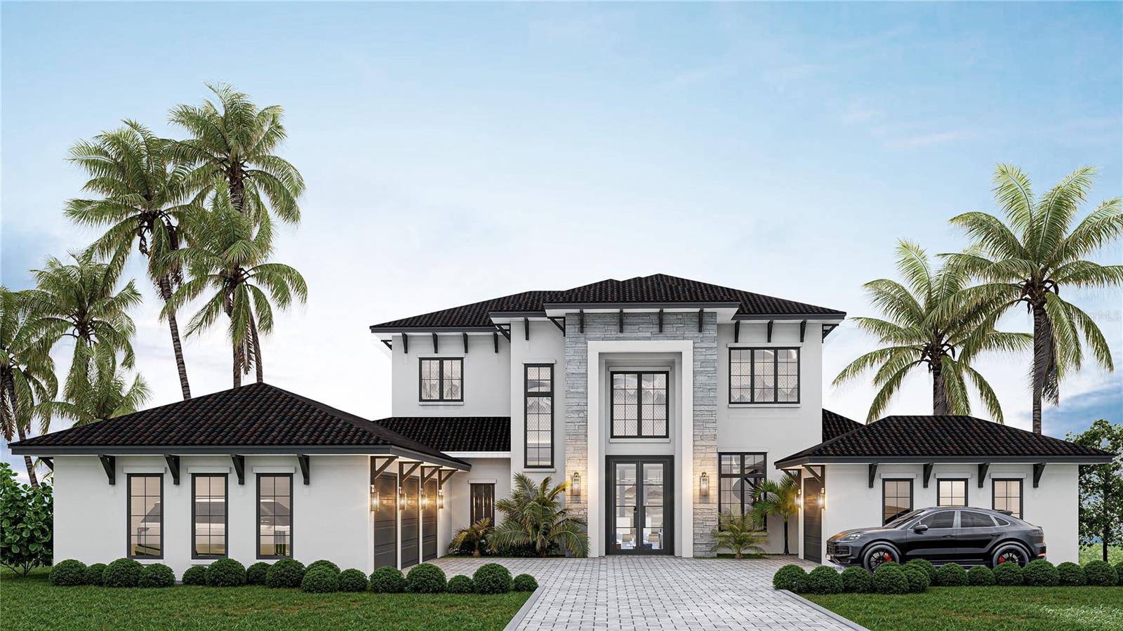 Under Construction. This Davila Homes estate in Bella Collina showcases the sought-after Scottdale floor plan—a residence designed to blend timeless architecture with modern luxury. Offering 5 bedrooms, 6 bathrooms, a 4-car garage, and a motor court with extra parking, this home will deliver an impressive presence from the moment you arrive.

Through stately double iron doors, a dramatic two-story foyer with soaring 24-foot ceilings and a striking glass staircase will set the tone for the home’s refined design. Just off the entry, a private office/library enclosed with sleek aluminum-framed glass doors provides a modern workspace or quiet retreat.

The great room, dining, and kitchen will feature wide-plank engineered hardwood floors, tray ceilings with coffer beams, and a sleek ventless fireplace. Two sets of 12-foot sliding glass doors will open the interiors to the outdoor living areas, creating a connection to the preserve views beyond.

The gourmet kitchen is designed to impress with off-white and berg shaker cabinetry, bold black hardware, a stainless-steel undermount sink, and a waterfall-edge Pisa quartz island as its centerpiece. A Fisher & Paykel 8-burner gas range will anchor the space, while a hidden walk-in pantry ensures effortless storage. Just beyond, a private guest suite offers versatility—ideal for a nanny, in-laws, or extended visitors seeking comfort and privacy.

The first-floor primary suite is a serene retreat with its own tray ceiling, direct pool access, and a covered porch with retractable screens. The spa-inspired bath will showcase a freestanding tub set within a massive glass-enclosed shower, complemented by dual vanities, dual water closets, and a single expansive custom walk-in closet.

Entertainment spaces abound with a game room featuring a tray ceiling, wet bar, and pocket sliding doors that open to the summer kitchen and lanai. Upstairs, three additional bedrooms will include ensuite baths and walk-in closets, while the loft—with its own tray ceiling—opens to a covered balcony overlooking the backyard.

Outdoors, the southeast-facing preserve homesite is designed to capture tranquil sunrise views. The private pool will feature an ivory interior finish accented with 6"x6" COR-beige tile, surrounded by Wild Oyster tumbled travertine decking that extends across the lanai and front porch—creating a timeless resort-style retreat.

Set within the private gates of Bella Collina, Central Florida’s premier golf and lakefront community, this estate represents an unparalleled opportunity to own a brand-new custom home defined by elegance, serenity, and the artistry of design.