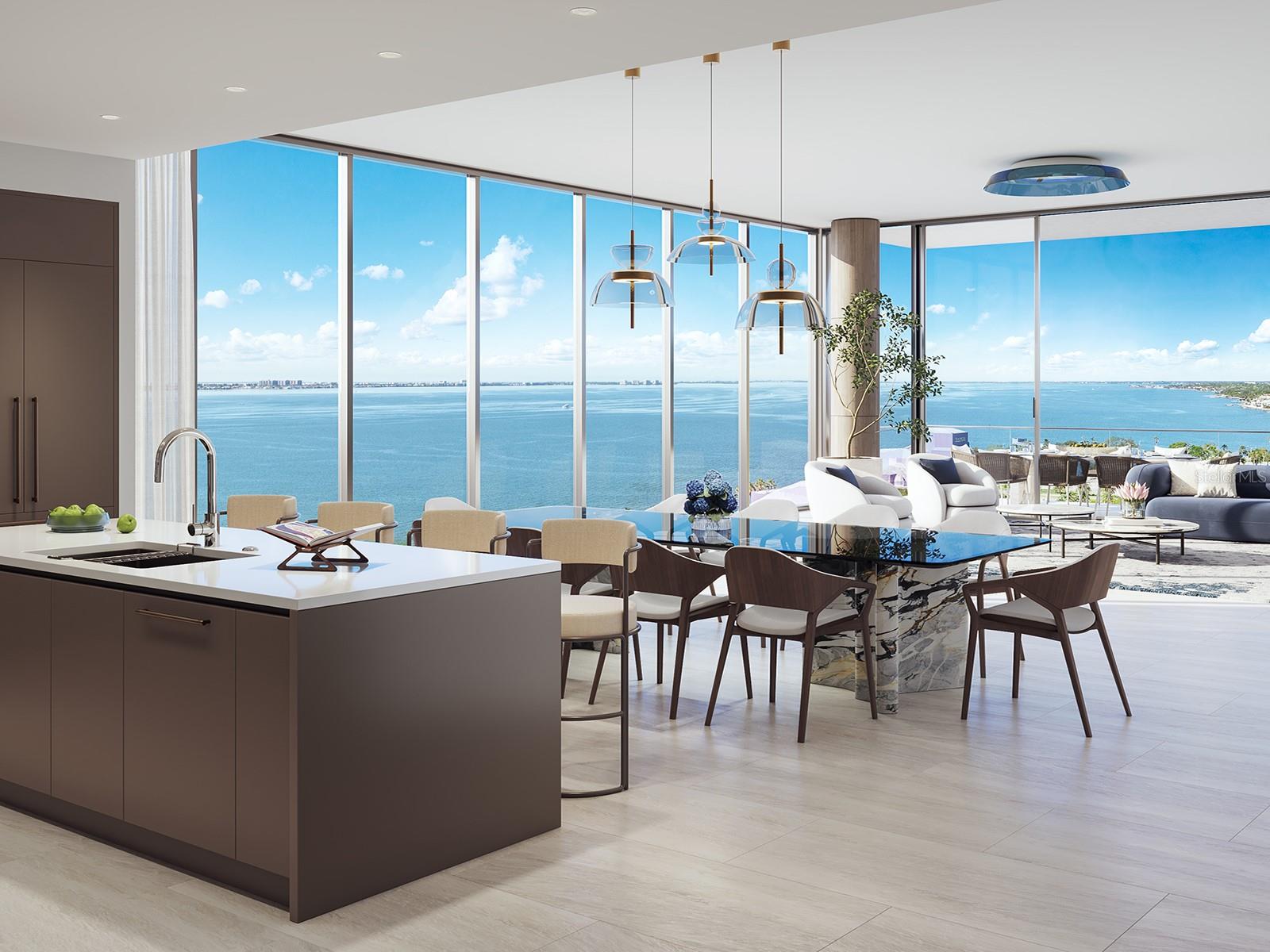Pre-Construction. To be built. On the 12th floor, Residence 1201 offers elevated bayfront living with sweeping views across The Bay Sarasota Park, Sarasota Bay and downtown skyline. This Bay residence showcases a refined balance of contemporary design and waterfront connection, with expansive glass walls framing sunrise light and panoramic vistas from the great room and primary living spaces. The open-plan layout is ideal for daily living and entertaining, featuring a spacious kitchen with European cabinetry, quartz countertops and premium appliances. A well-proportioned private terrace extends the living area outdoors, offering a front-row seat to Sarasota’s evolving waterfront landscape. The primary suite serves as a serene retreat with a spa-inspired bath and generous closet space, while additional bedrooms provide flexibility for guests or family. Set within 1000 Boulevard of the Arts, this residence places owners at center of Sarasota’s vibrant bayfront district. The building offers a collection of resort-style amenities, concierge services and direct access to the cultural, dining and waterfront experiences that define life along the Boulevard of the Arts.