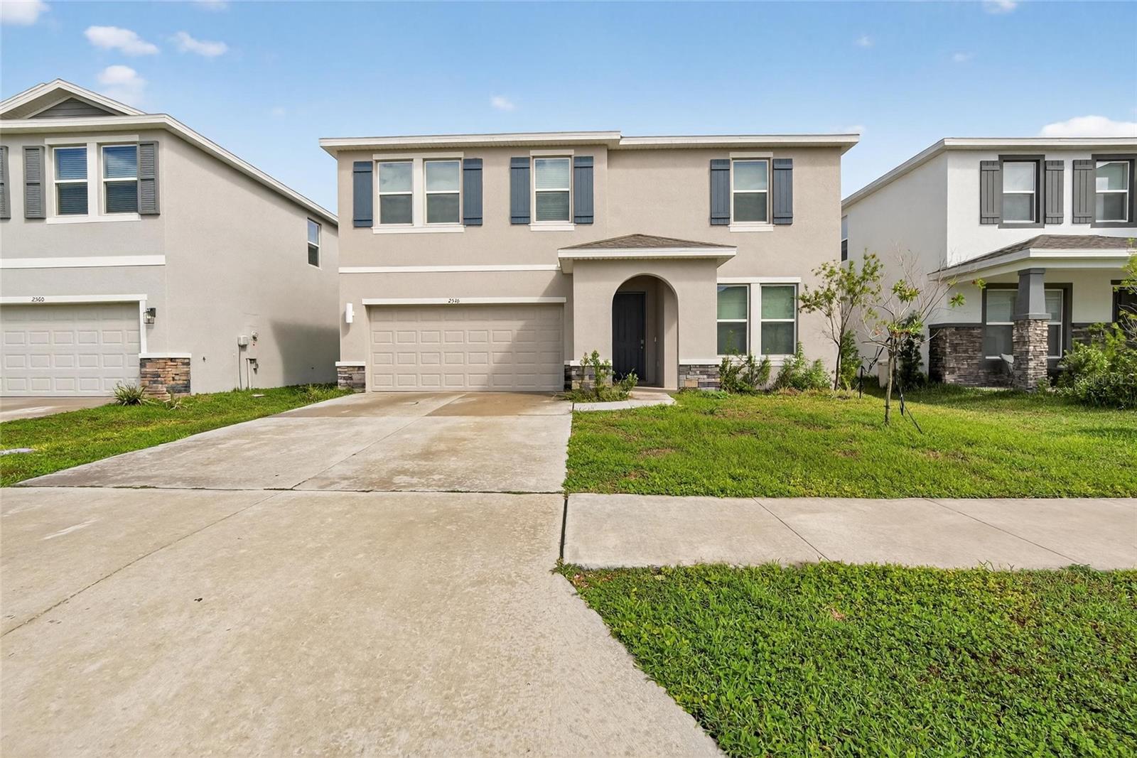 Be the first to call this beautiful D.R. Horton Hemingway model home yours in the sought-after Woodcreek community of Wesley Chapel! This spacious two-story home offers 5 bedrooms, 3.5 bathrooms, a flex room ideal for a home office or guest space, and a 2-car garage.

The open-concept floor plan is designed for modern living, featuring a bright and inviting family room that flows seamlessly into the dining area and gourmet kitchen. The kitchen is equipped with quartz countertops, a large center island with seating, stainless steel appliances, and ample cabinet space. Ceramic tile flooring throughout the main living areas provides both style and easy maintenance.

The spacious primary suite offers a relaxing retreat with a walk-in shower, dual-sink vanity, granite countertops, and a generous walk-in closet. The additional bedrooms provide plenty of space for family, guests, or hobbies.

Residents enjoy access to Woodcreek's community amenities, including a resort-style pool and clubhouse. Conveniently located just minutes from Wiregrass Mall, Tampa Premium Outlets, Main Event Entertainment, restaurants, hospitals, I-75, and top-rated schools, this home offers both comfort and convenience.

Pets are welcome with owner approval. No smoking. Good credit and background screening required. Available for immediate occupancy.