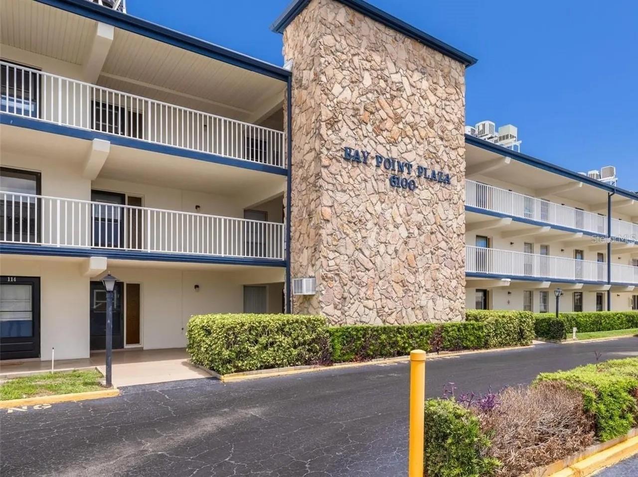Welcome to this charming condominium in the heart of St. Petersburg, offering convenient access to the Sunshine Skyway, the Bay, and the Interstate. This first floor unit features a spacious layout with abundant natural light. 
Located in the gated community of Bay Point Plaza, residents enjoy secure entry and access to a community pool. The property is ideally situated across from Lake Vista Park, which features a pool, tennis and basketball courts, baseball fields, a skate park, a dog park, and an outdoor fitness zone with an exercise trail. Whether you are looking for a primary residence, a second home, or an investment property, this condo is a must-see. It is perfectly positioned for easy access to downtown St. Pete and the Gulf beaches.