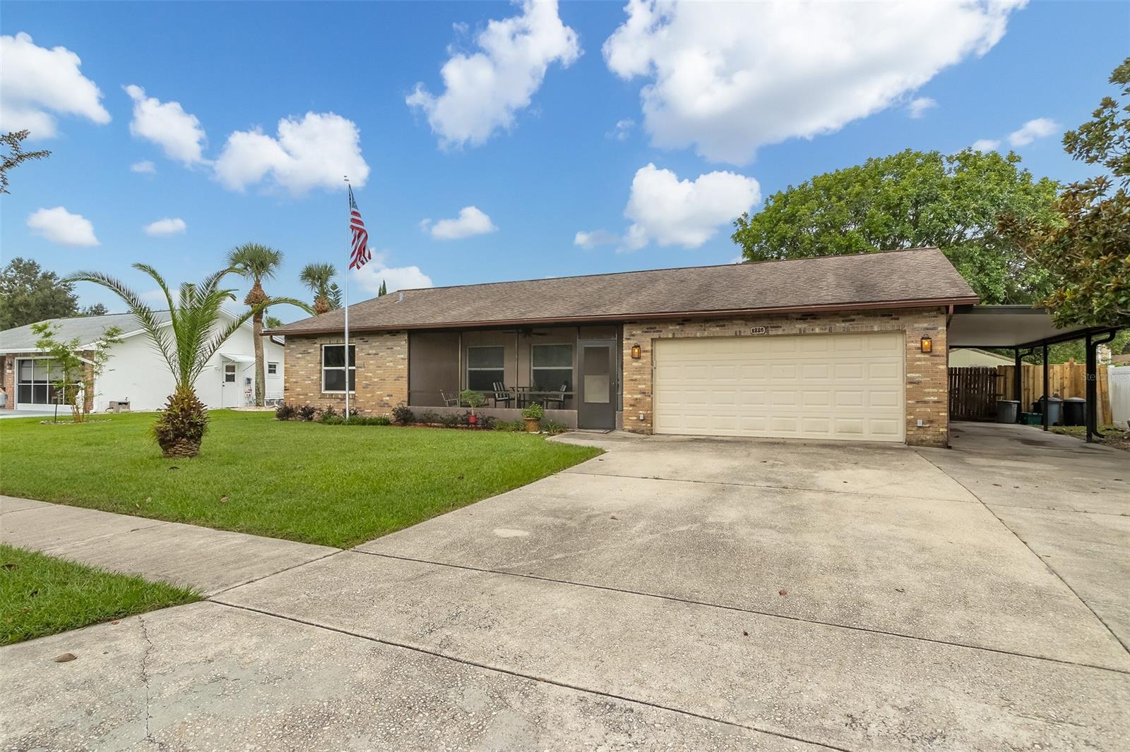 Come see this 3 bedroom, 2 bath, 2 car garage along with a carport home in the desirable Willow Run neighborhood. The home features an updated kitchen, updated primary bathroom and laundry room with ample space for storage. This home is great for entertaining with a spacious kitchen, dining room and living room leading out to one of the screened porches and large fenced in yard which has room for a pool and all your toys. The additional screened porch is in the front of the home. The carport is ideal for parking your boat, RV or extra cars and the driveway is extra wide! This home did not flood in the most recent storms. Concrete block construction with brick facing makes this home stand up remarkably well to even the most extreme weather. You are centrally located near shopping centers, restaurants and major highways within minutes. ;Water: City